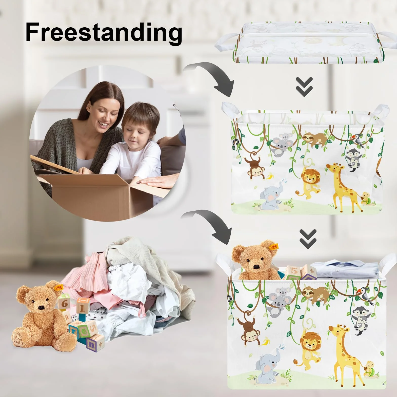 Clastyle Cestos Almacenaje Infantil Animal Plegable 40x30x30 cm