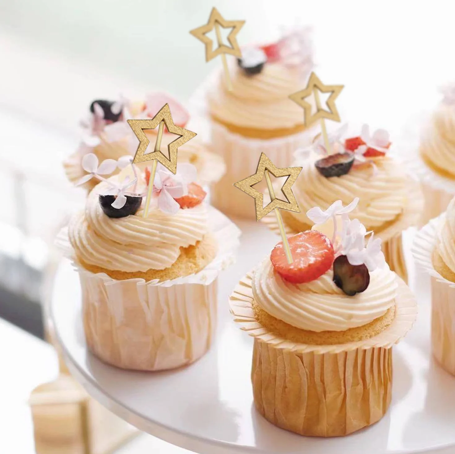 100 Piezas De Letreros De Madera De Estrellas Huecas, Letreros De Comida, Letreros De Frutas, Señales De Decoración De Cócteles Y Suministros De Fiesta.