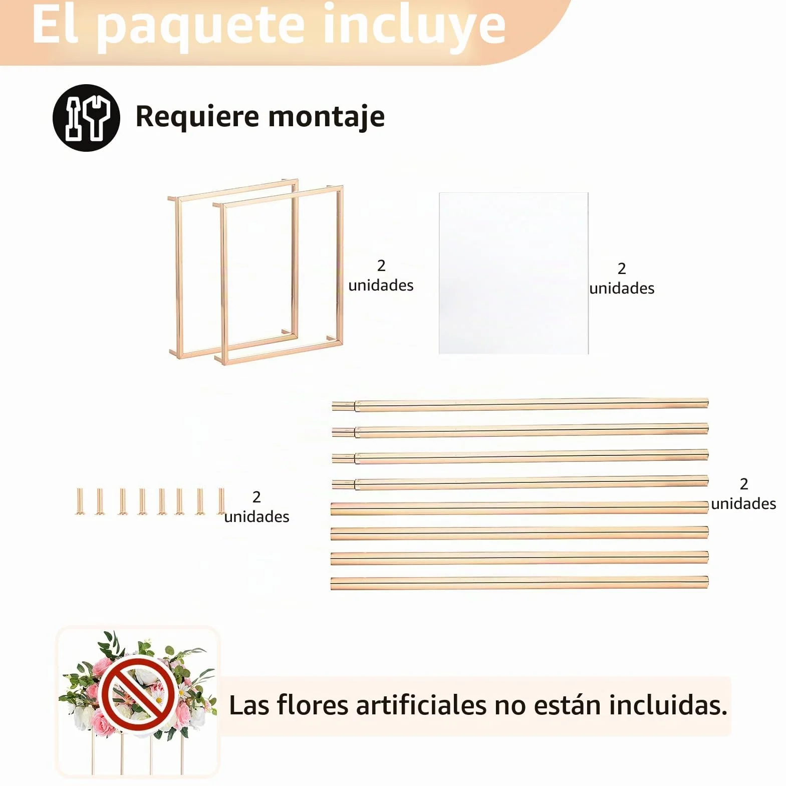 Nuptio 2 Piezas Jarrones Oro para Mesas Centro Boda, Soporte Flores Columna Jarrón Piso Flores Metal, Florero Geométrico 80cm Alto, Estante Exhibición Flores Rectangular para Boda Fiesta Casa