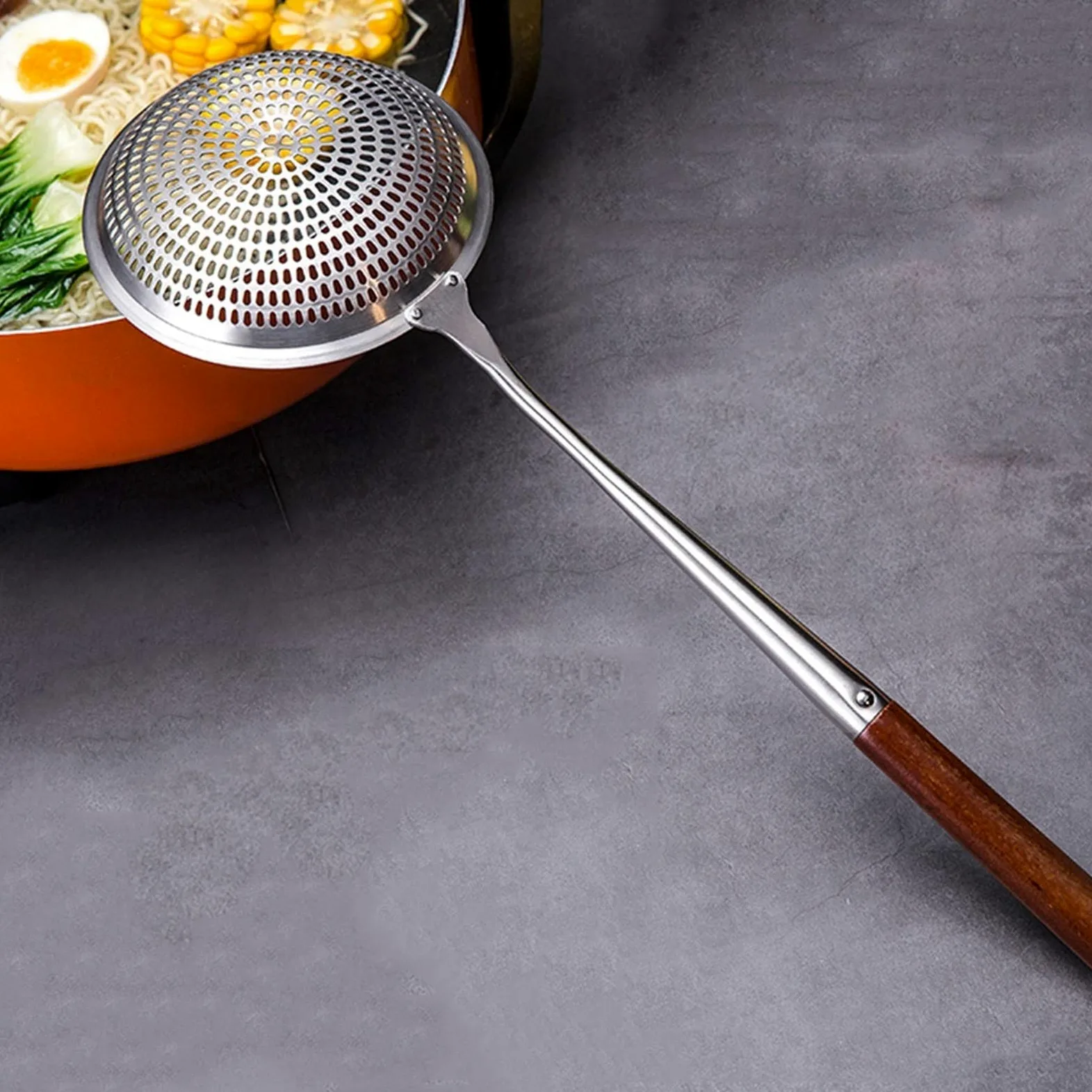 Cuchara agujereada Colador de Acero Inoxidable, colador Fino, hogar y colador Comercial de Acero de 13,1 Pulgadas de Largo colador