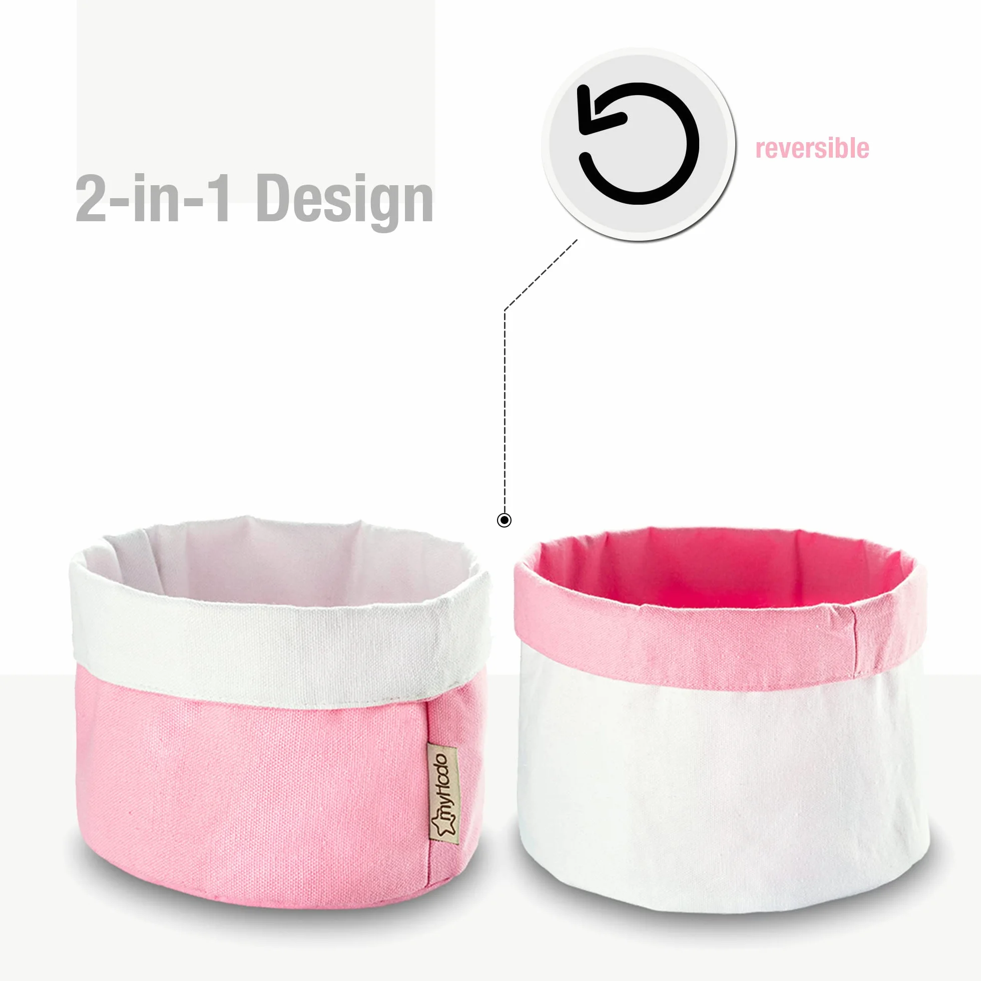Cesta de Almacenamiento de Tela para Ropa de Bebé 100% Algodón, Organizadora para Cambiador (20 cm, rosa)