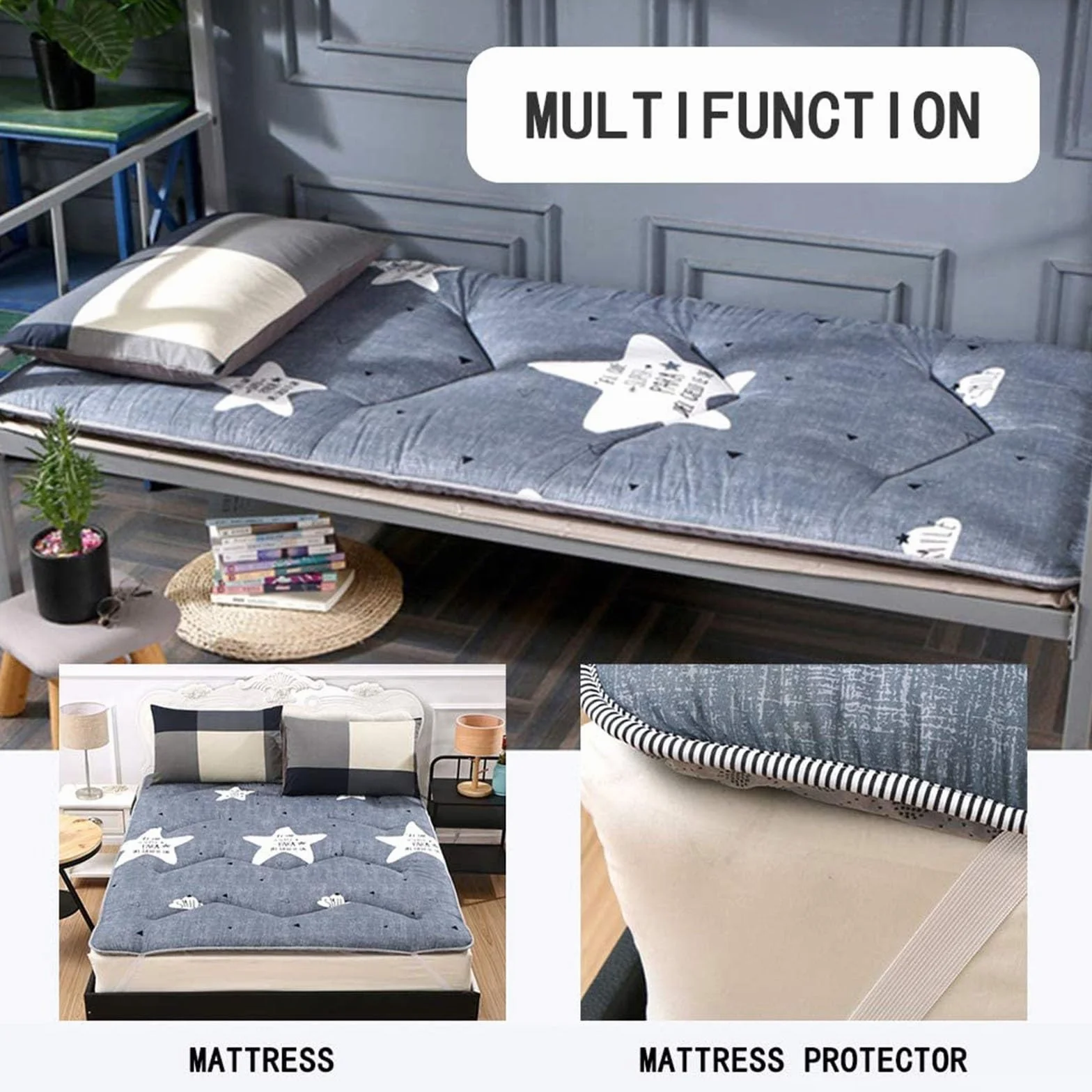 Colchón Japonés para El Suelo Colchón Japonés Futón Esterilla Tatami para Dormir Grueso Plegable Esterilla Tatami Enrollable Colchones para Invitados Colchón Individual para El Suelo