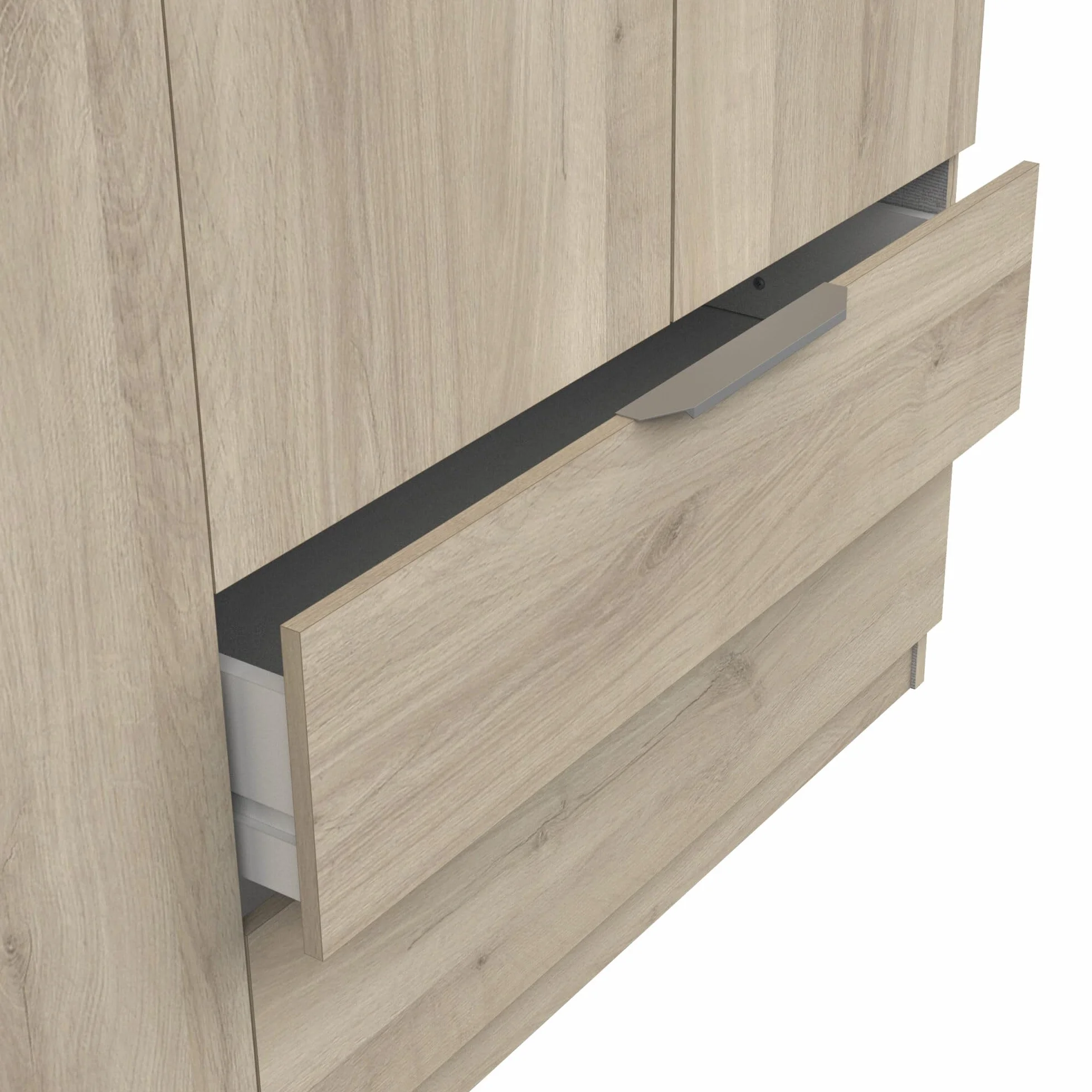 Armario vestidor Demeyere con ropero Moderno, 8 Puertas, 5 estantes y 2 cajones, Color Roble Kronberg, 157,3 x 51,1 x 203 cm, Gris.