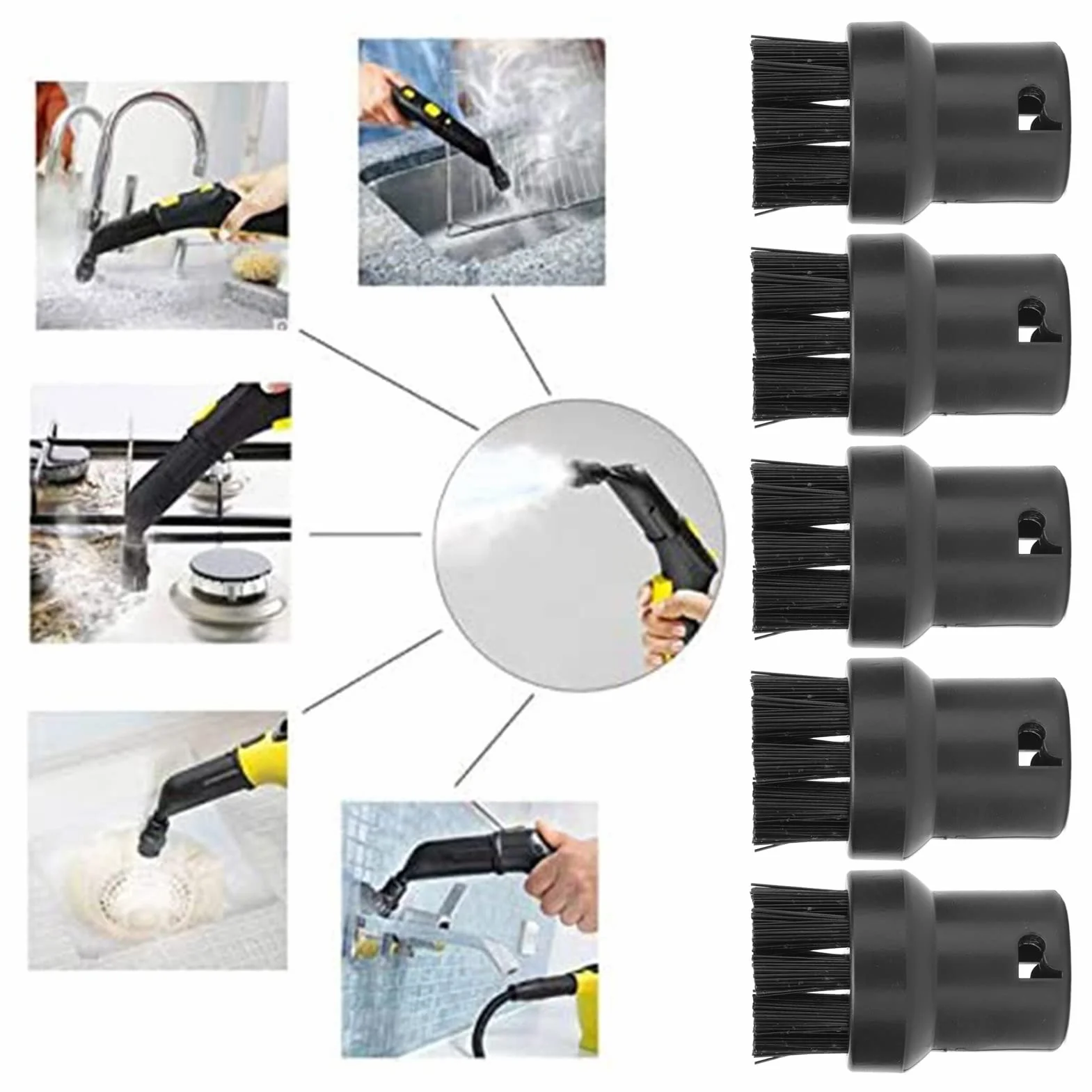 AUNMAS Accesorios de Cepillo para Limpiadores de Vapor Karcher SC1 SC2 SC3 SC4 SC5, 5 Uds Cepillo de Motor de Vapor Accesorios de Repuesto para Limpiador de Vapor