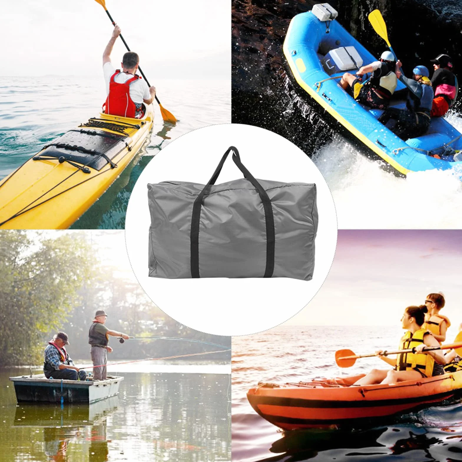 Bolsa de Transporte Plegable para Kayak, Botes Inflables Gris Cemento