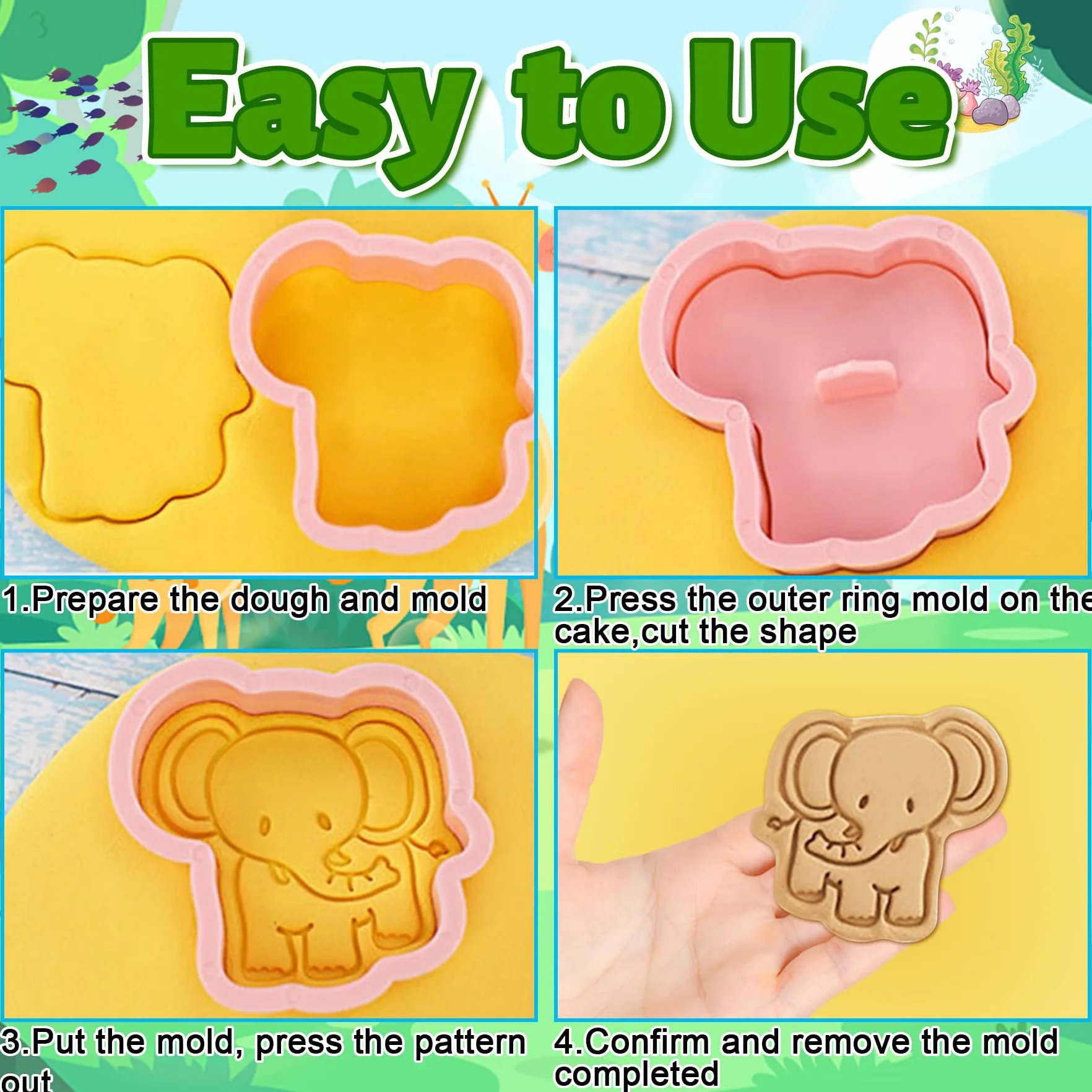 YeahBoom 8 Piezas Moldes Galletas,Cortadores de galletas de 3D,Juego de moldes para galletas,Moldes Galletas Plástico para cookie fondant decoración de pasteles
