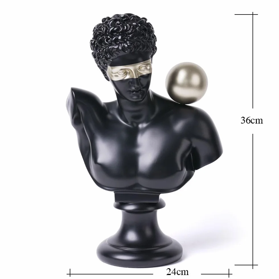Busto Griego Figura Abstracta Escultura Estatua Moderna Decoración Interior Hogar Regalo para Parejas Amigos Amantes Negro 35cm