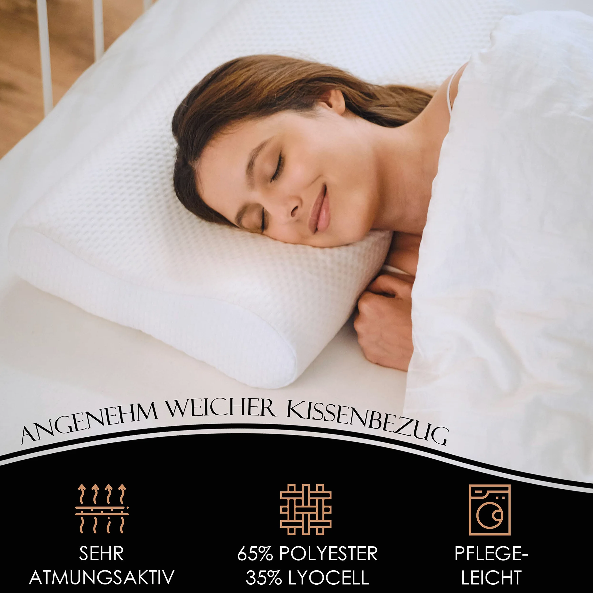 Almohada suave y de apoyo – Almohada ergonómica de espuma viscoelástica para un sueño más reparador y agradable – 9 cm/12 cm de altura
