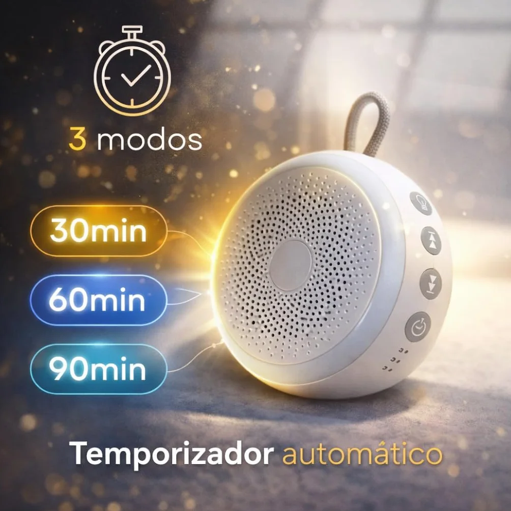 Máquina de Ruido Blanco para Bebé Portátil 21 Sonidos Luz Nocturna Terapia de Sonido Temporizador