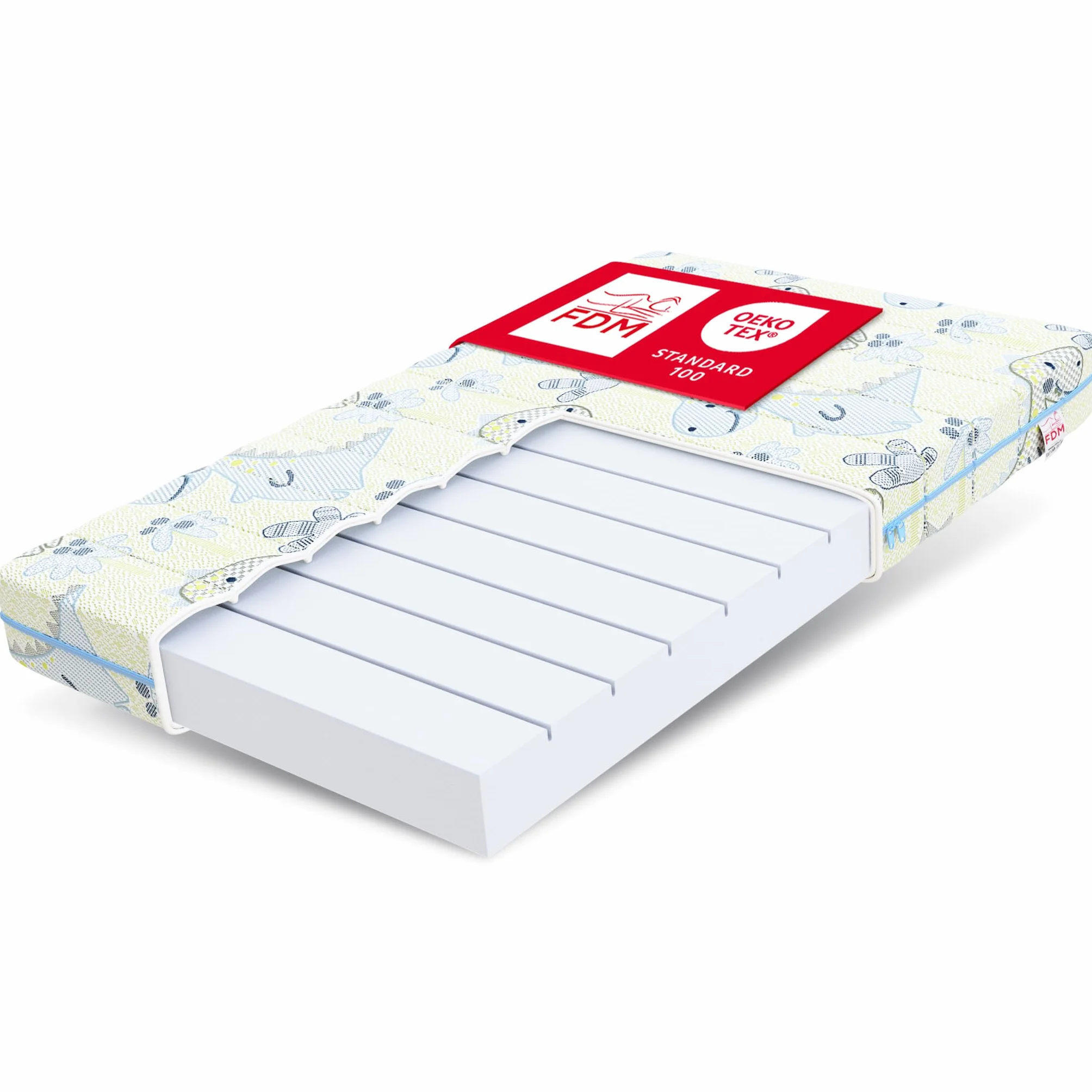 FDM Somnia - Colchón Infantil de Espuma fría, 80 x 160 cm, Altura de 10 cm, dureza H3, Certificado Öko-Tex, Funda Lavable