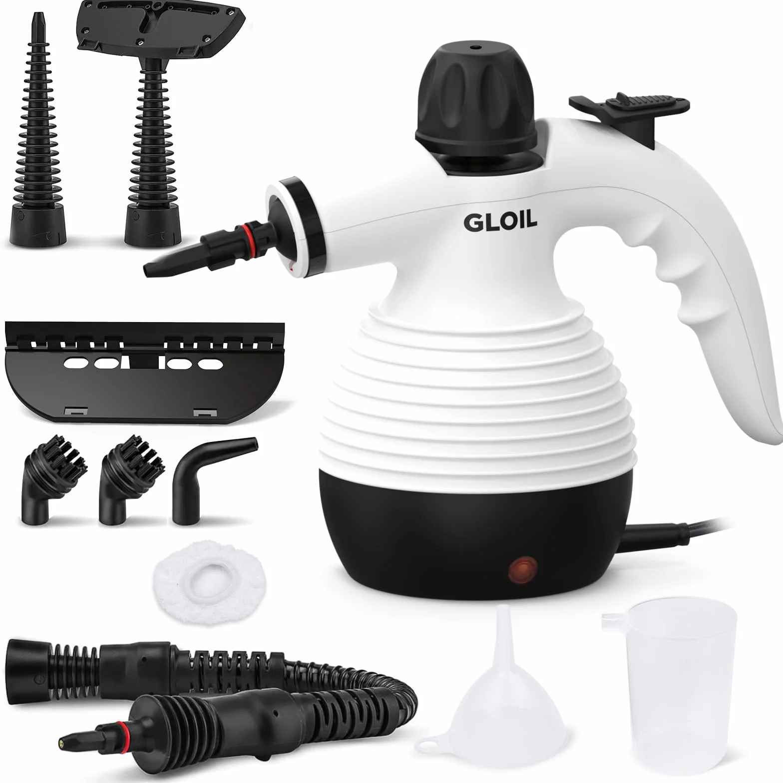 Vaporeta de Limpieza, Limpiador de vapor para todo, portátil multiusos Steam Cleaner con 10 accesorios para alfombras, cortinas, sofás, cocinas y baños. (Black)