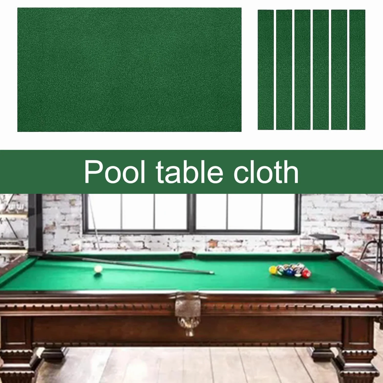 Paño de fieltro para mesa de billar profesional con 6 tiras