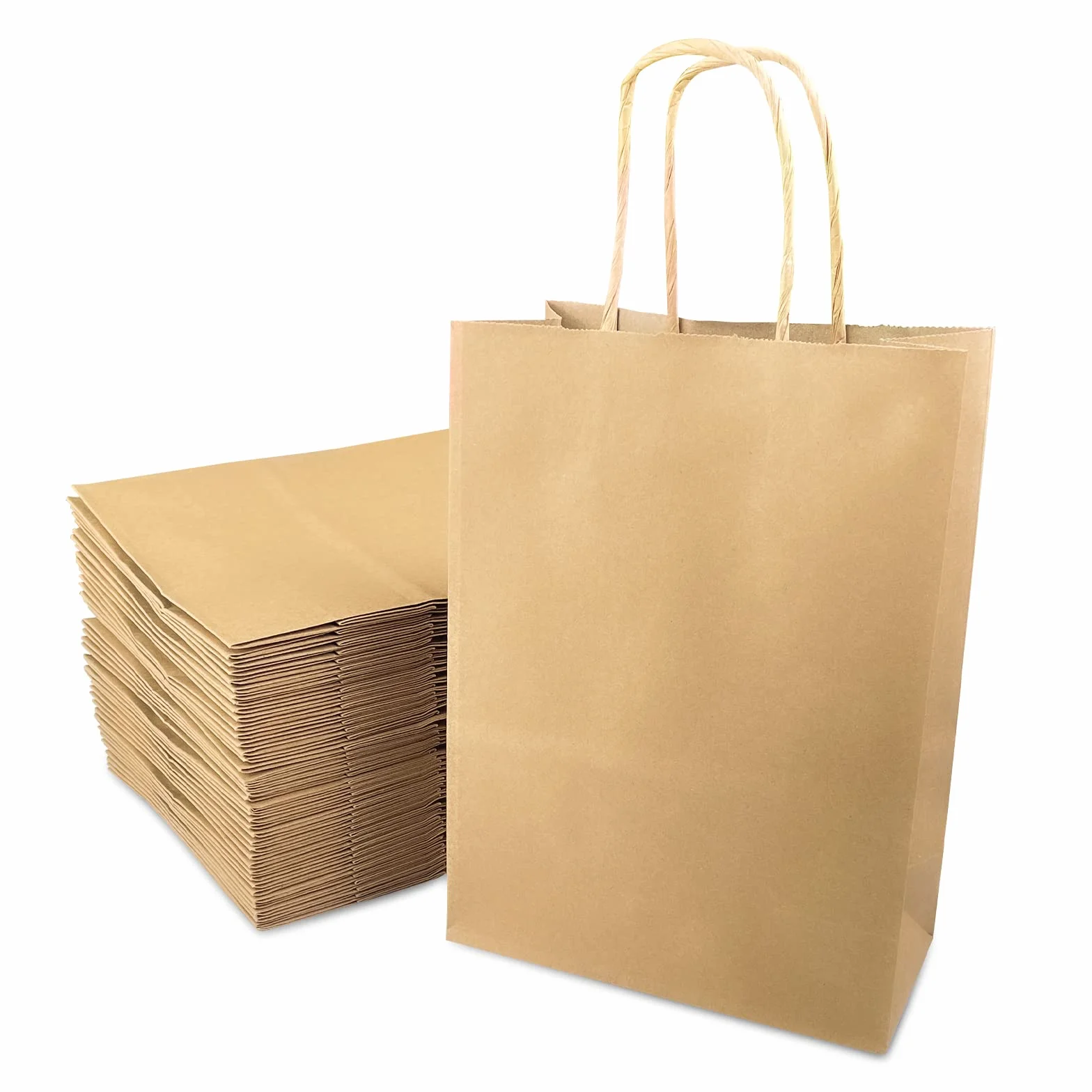 Avesteir 40 Piezas Bolsas Papel Kraft 16x22x8 cm, Bolsas de Papel Pequeñas con Asas, Bolsa Kraft de Chuches Marrón para Embalaje de Regalo, Fiestas de Cumpleaños, Compras, Bodas, Navidad, 1.0 unidad