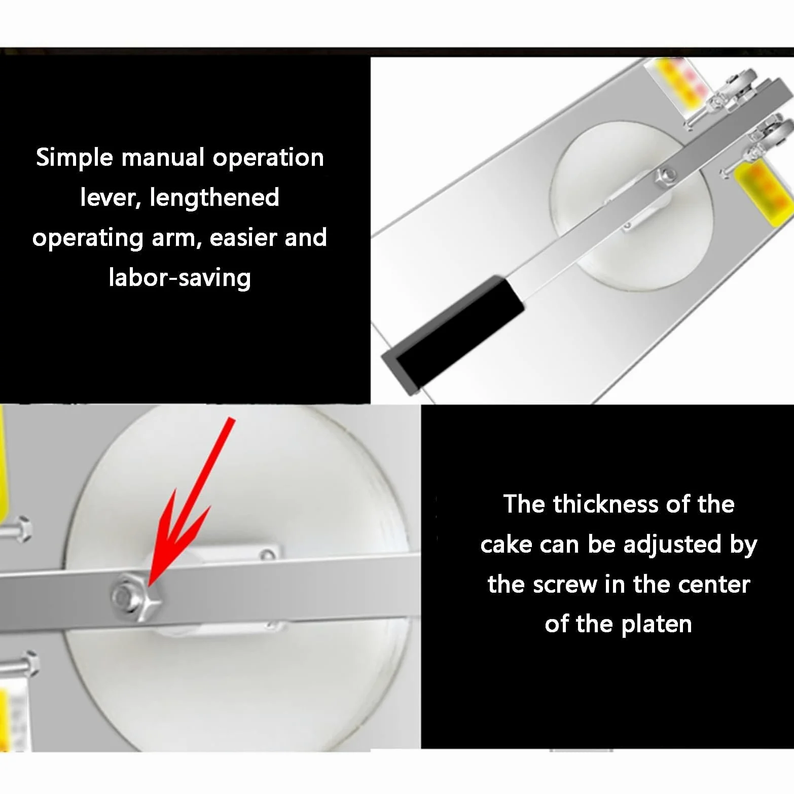 Máquina de prensa de masa de pizza, máquina manual de acero inoxidable para cocina doméstica y uso comercial, ideal para hornear pizza, pan y pasteles