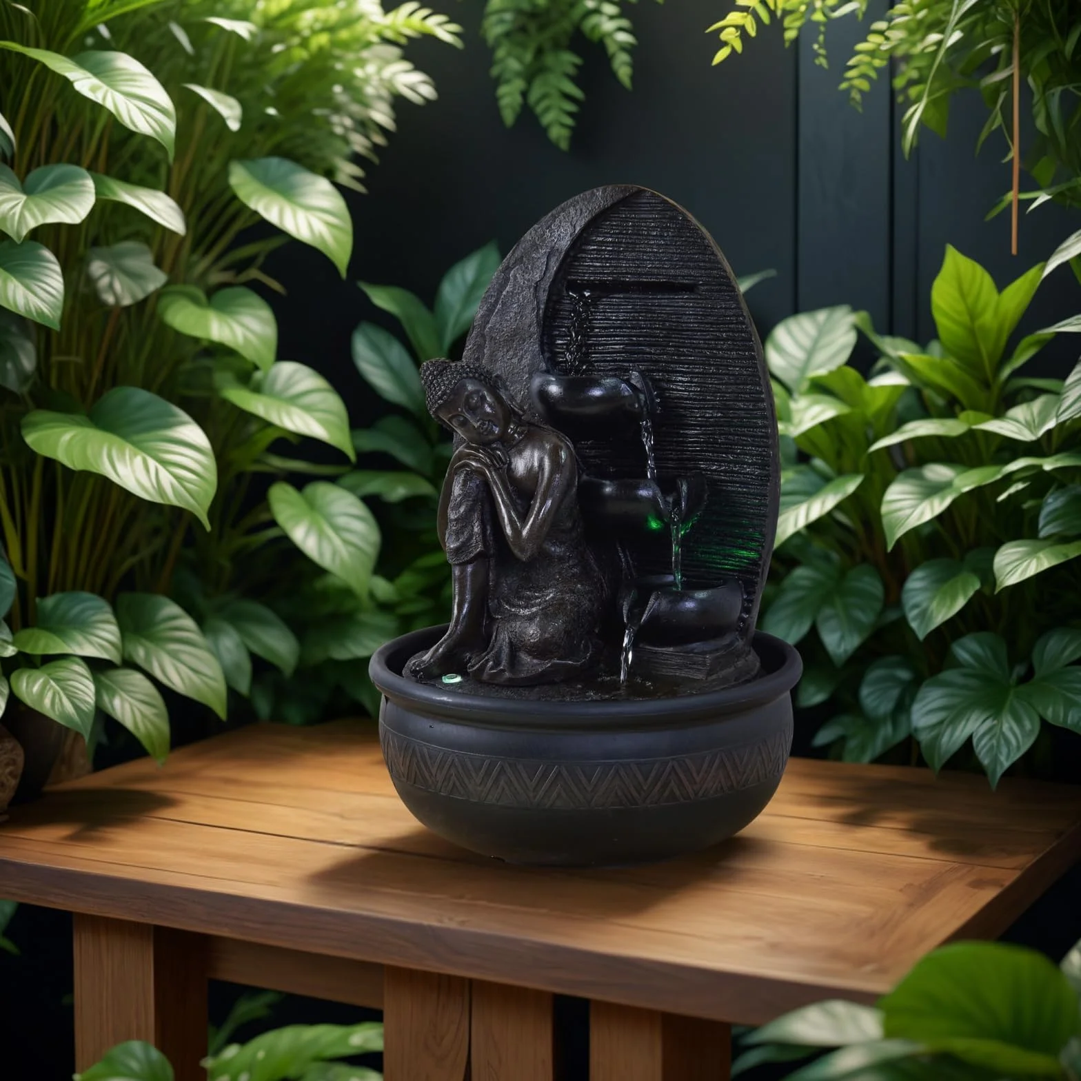 Zen'Light - Fuente de Interior (26 x 26 x 40 cm), Color marrón