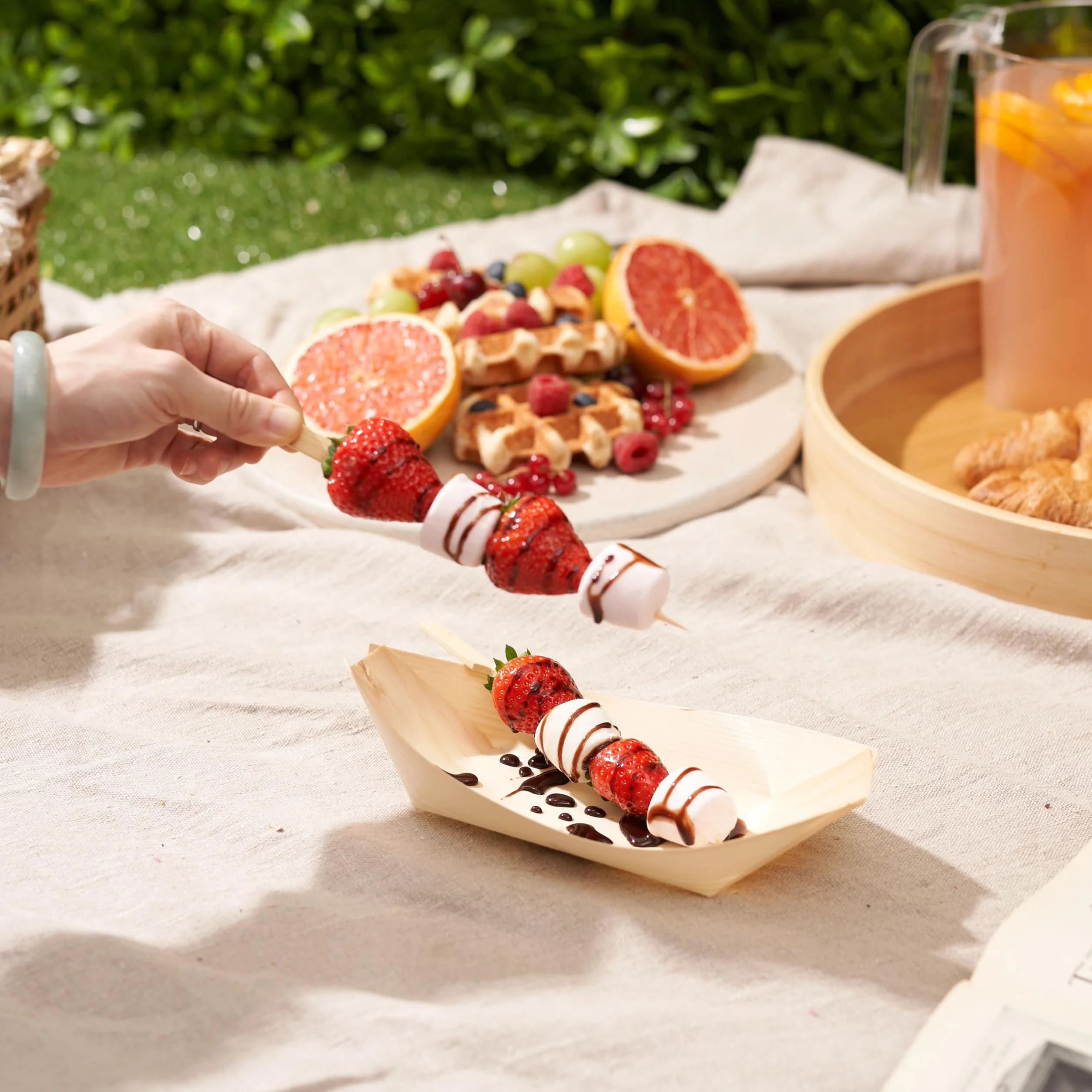 MATANA 100 Barquitas de Bambú Desechables para Aperitivos, 21x11cm - Cuencos de Madera, Platos de Bambú - Ecológicos y Biodegradables - Bodas, Cumpleaños, Buffet, Catering, Fiestas