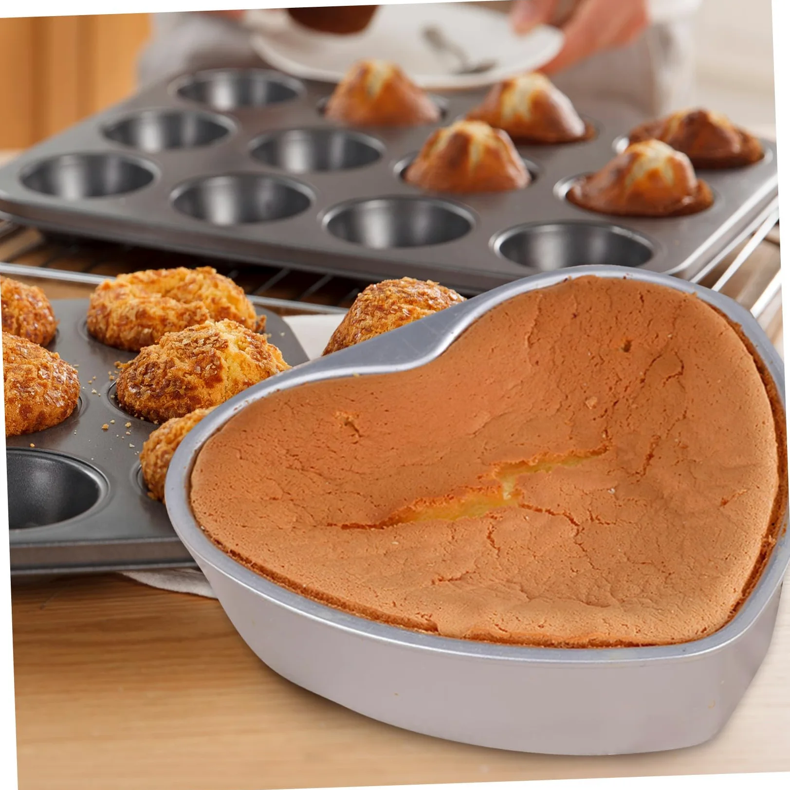 Molde Creativo para Pasteles Forma de Corazón, de Aleación de Aluminio, Fácil de Desmoldar, Adecuado para Reuniones Familiares y Principiantes en Repostería