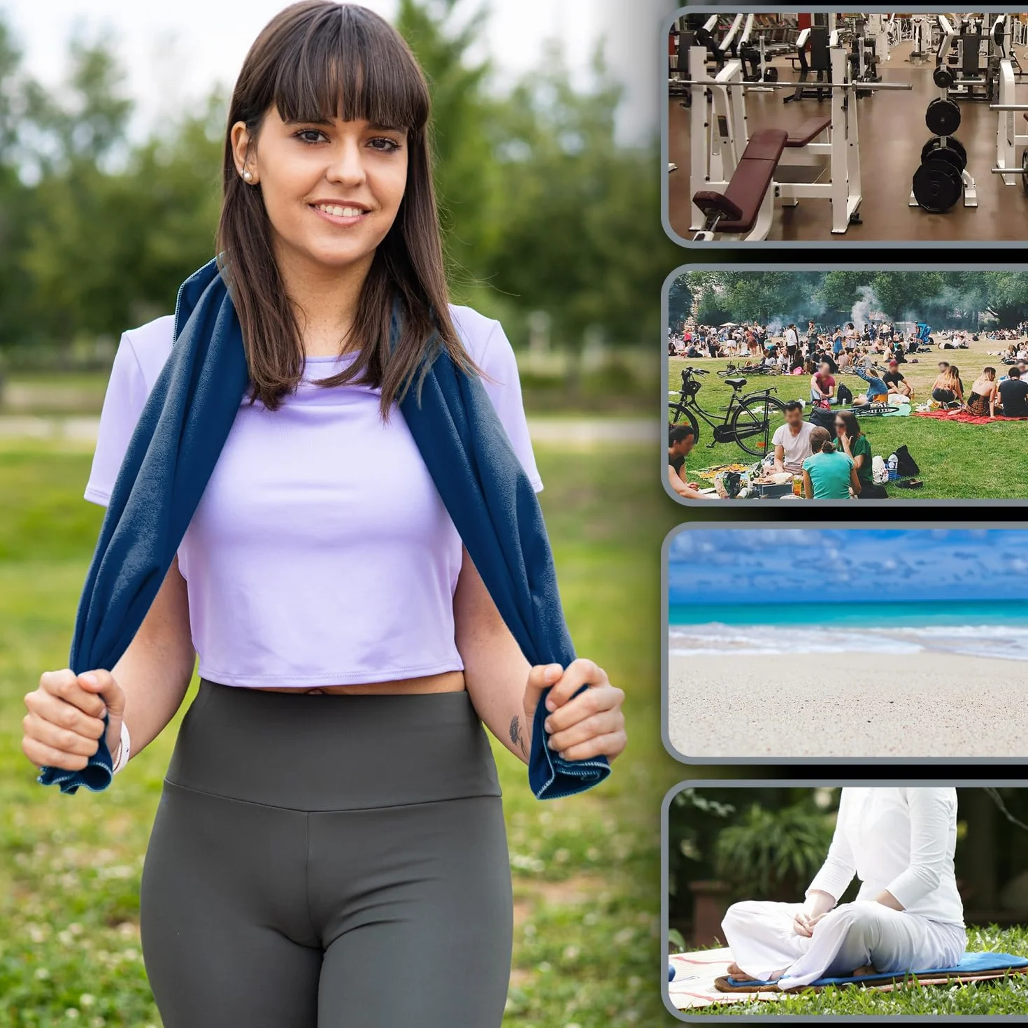 Toalla de Microfibra 160x80 cm Ligera Secado rápido Gimnasio Sauna Playa Viaje Bolsa