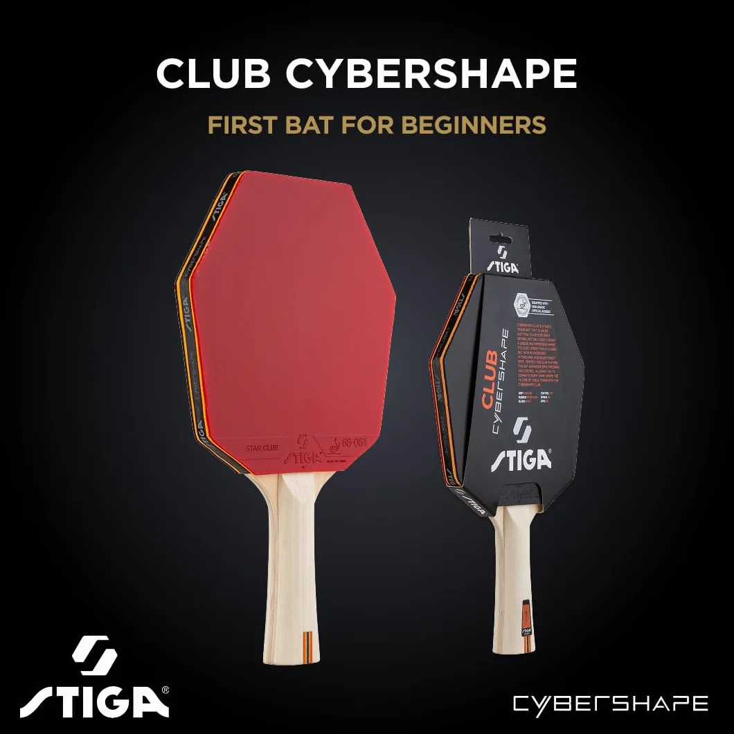STIGA Club Cybershape Pala de Tenis de Mesa, Madera 5 Capas, Goma Star Club, Sweet Spot Grande