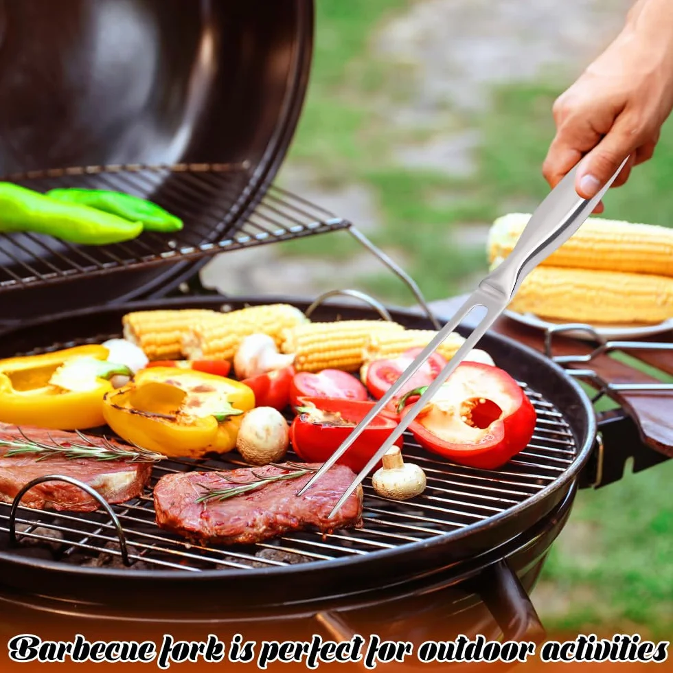 2 Piezas Tenedor de Carne de Acero Inoxidable 27 CM,Tenedor de Barbacoa con Mango,Tenedors para Trinchar,Palos para Asar Malvavisco,Horquillas Barbacoa para Camping y Cocina,Asado,Pavo