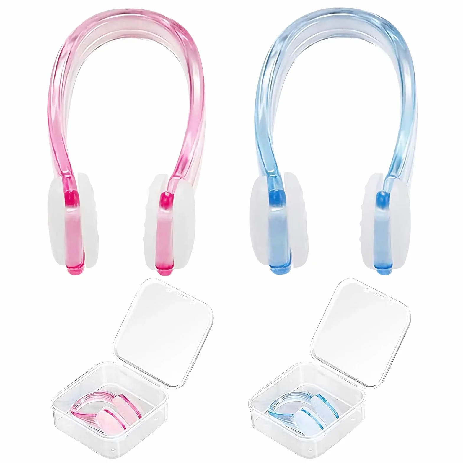 Pinzas Nasales de Silicona Impermeables para Natación con Caja de Almacenamiento, 2 Piezas Antideslizantes para Adultos y Niños