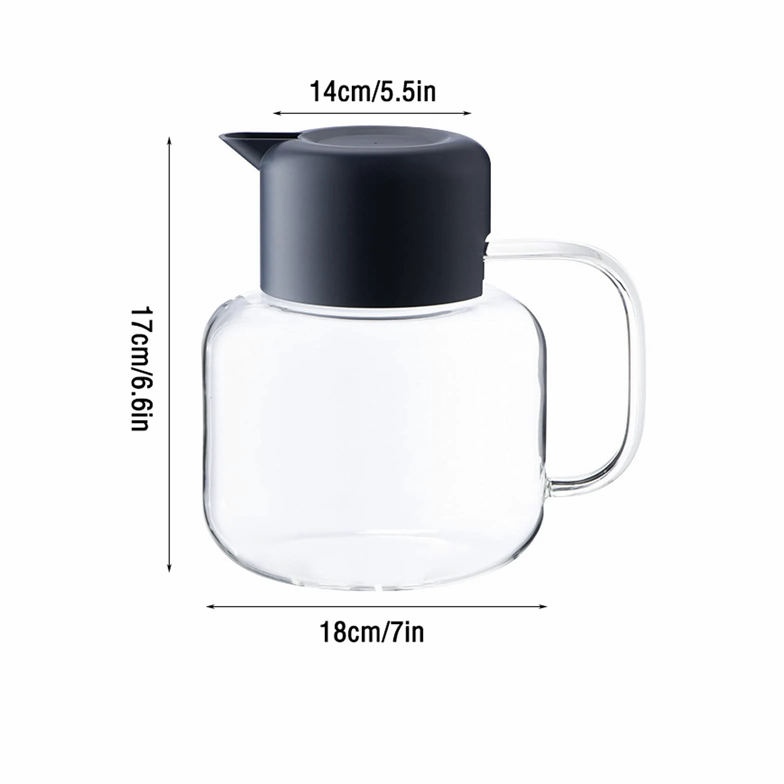 Jarra 50.7 oz Jarra de vidrio creativo con mango Hogar Alta temperatura Resistente a la temperatura Botella de agua fría Capacidad de gran capacidad Tetera Jugo Jugado Jarra de Agua ( Color : Blauw )