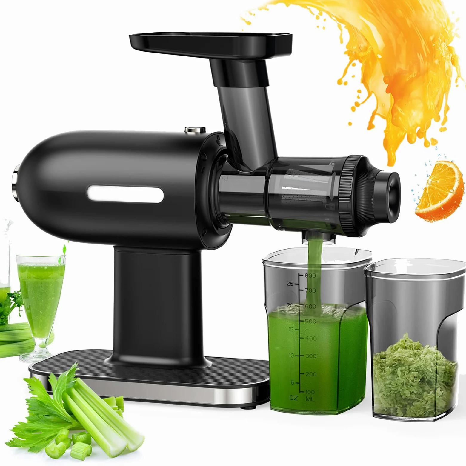 Licuadora de prensado en frío de 150 W con Filtro de Acero Inoxidable para Frutas y Verduras Enteras.