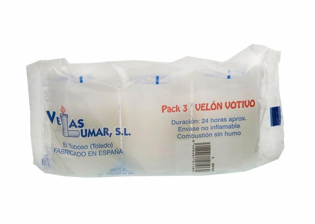 Pack de 36 velones Blancos Transparentes pequeños votivo duracion 24 Horas