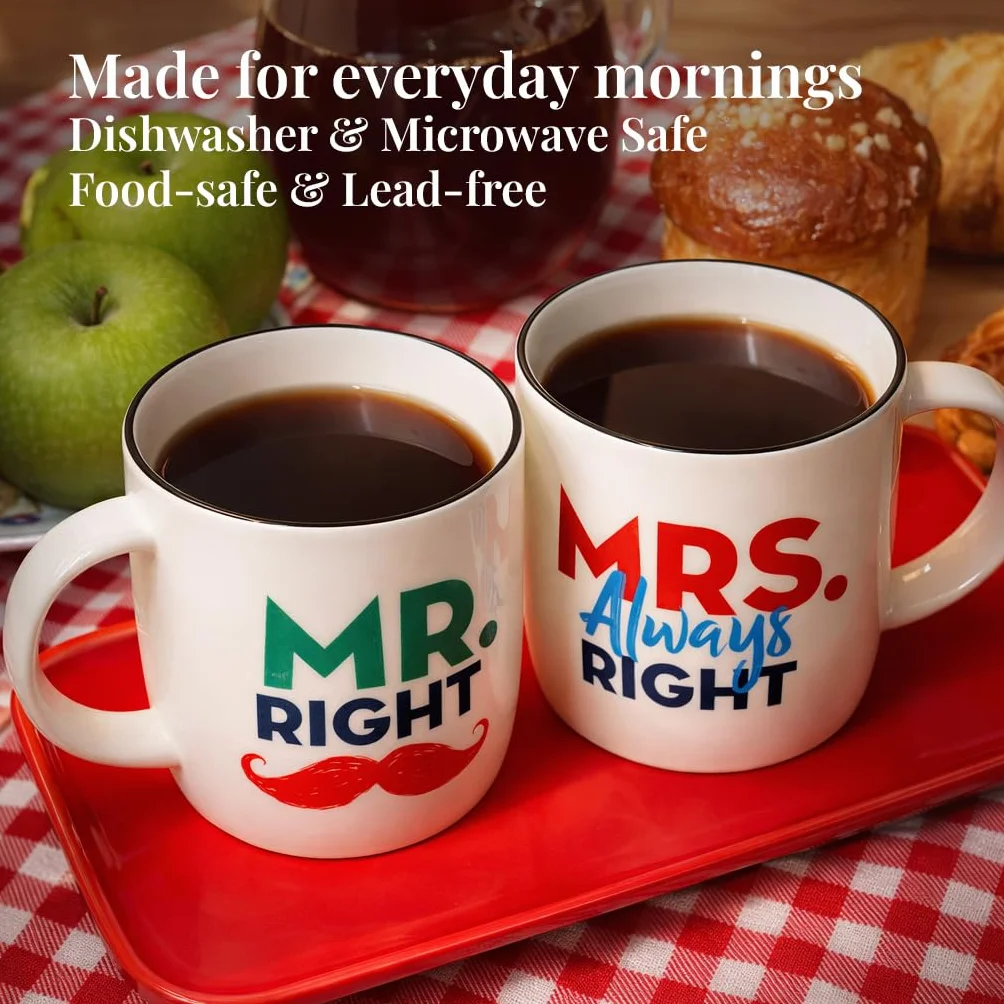 Gifffted Duo Mr Right Et Mrs Always Right, Taza Original Idea Regalo Cumpleaños Boda Para Pareja, Mujer, Hombre, Amigos, Amante Ella, Él, Noel, Cafe, Taza Humor