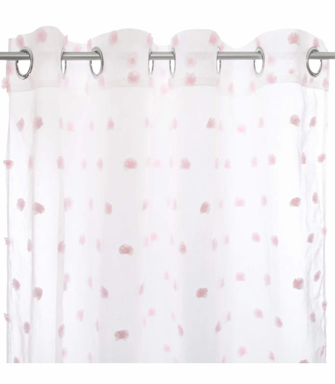 Atmosphera Cortina Infantil Pompons Blanca y Rosa 140 x 240 cm