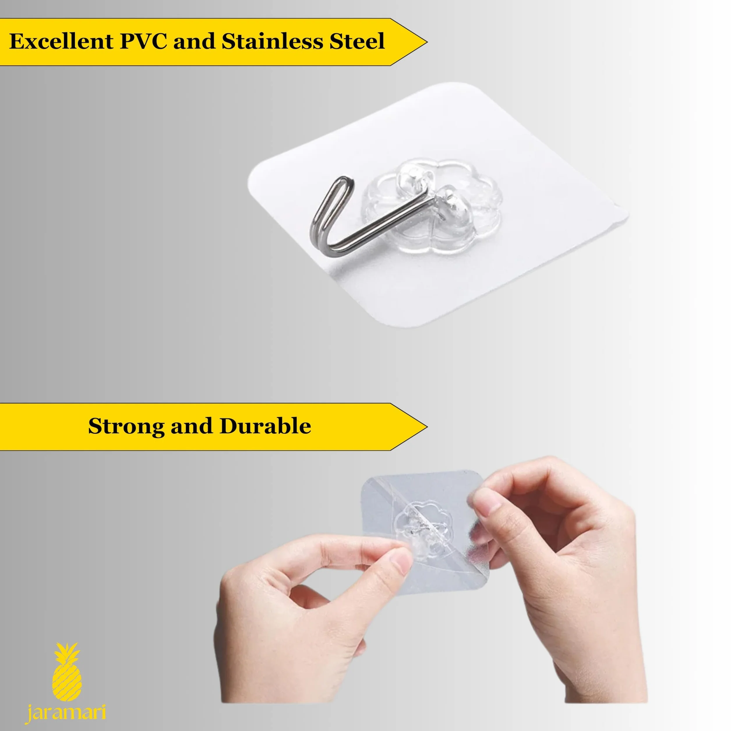 Ganchos Adhesivos Transparentes (35 Unidades) – Potente Fijación, Impermeables – Sin Taladro, para Cocina, Baño y Hogar