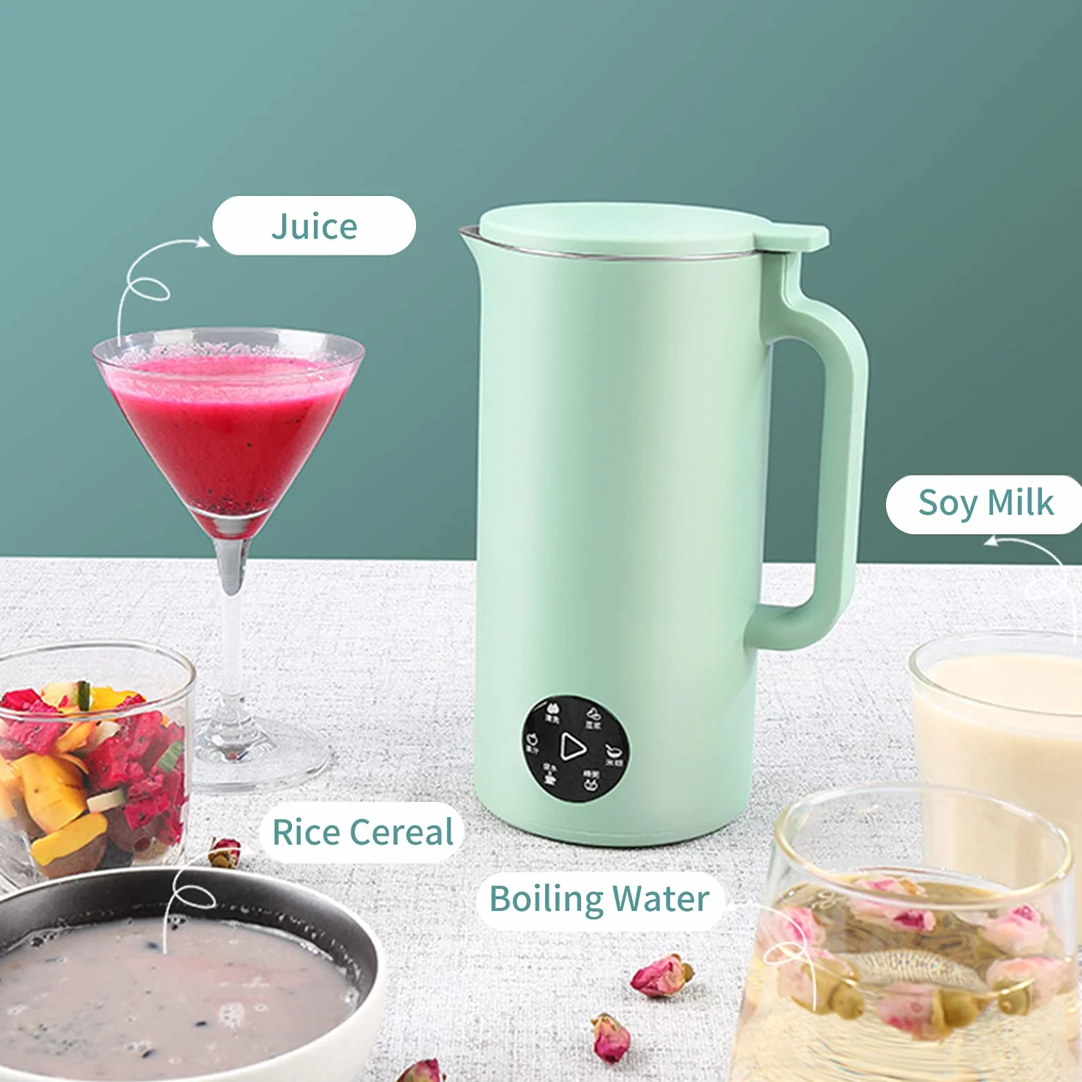 Andoer 350ml Máquina de Leche de Soja Multifunción Máquina de Leche de Soja con Acero Inoxidable y Cuchilla Mezclador de Cocina Múltiple para Arroz Cereales Agua Hirviendo Alimentos para Bebés