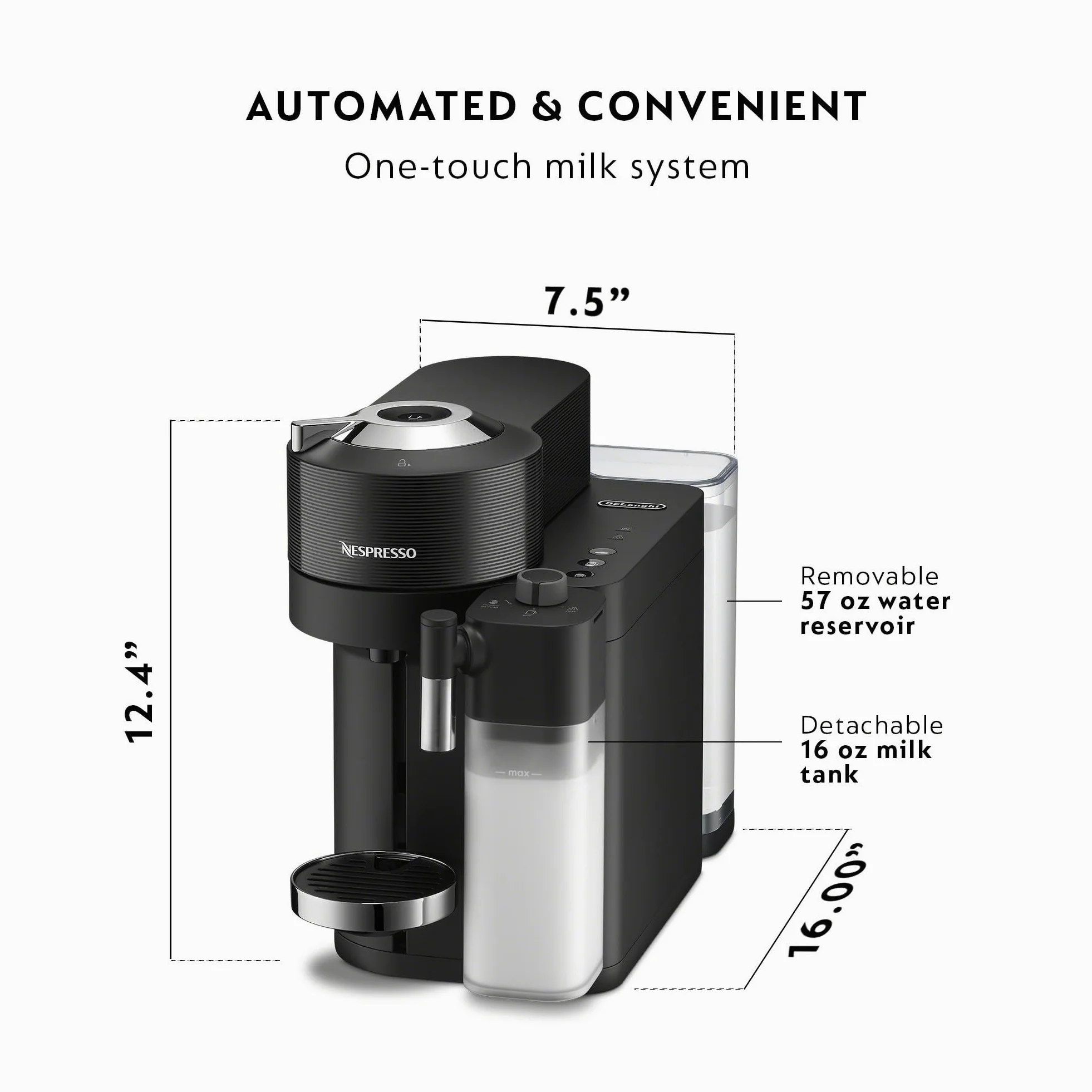 Nespresso Vertuo Lattissima - Cafetera y espresso de De'Longhi, negro mate y brillante