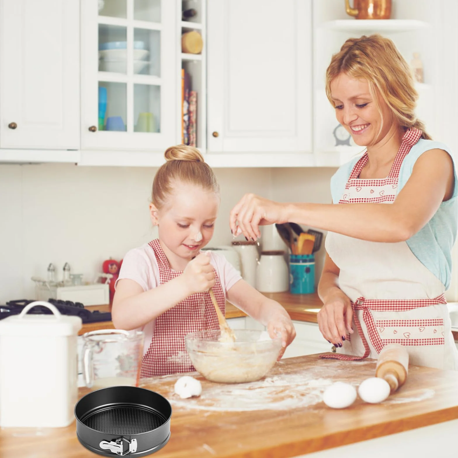 Molde Tarta desmontable 18 cm, 2 unidades Circular Molde Bizcocho Horno con revestimiento antiadherente,