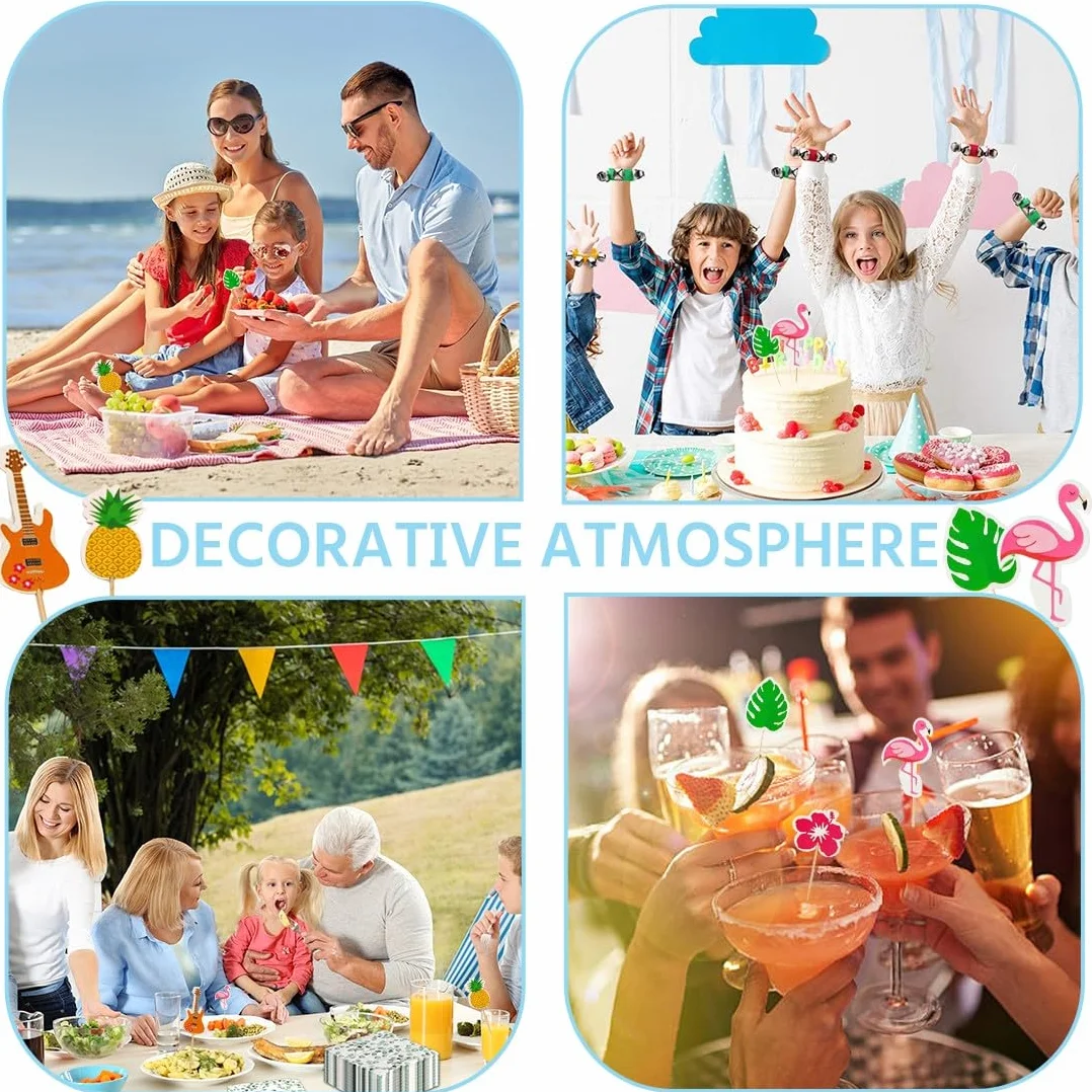 48 Piezas Decoración de Cócteles, Cocktail sombrillas, Palos de Fuegos Artificiales Palitos Flamencos para Barras de Decoración Bebidas Artículos Fiestas Bebidas Tarta Fruta