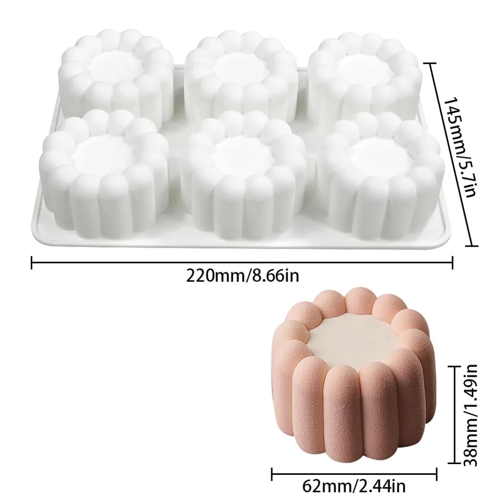 Moldes de silicona de 6 cavidades con forma de flor, corazón, estrellas, cuadrados, para decoración de cubitos de hielo para tartas caseras, chocolate, magdalenas, moldes para manualidades (4