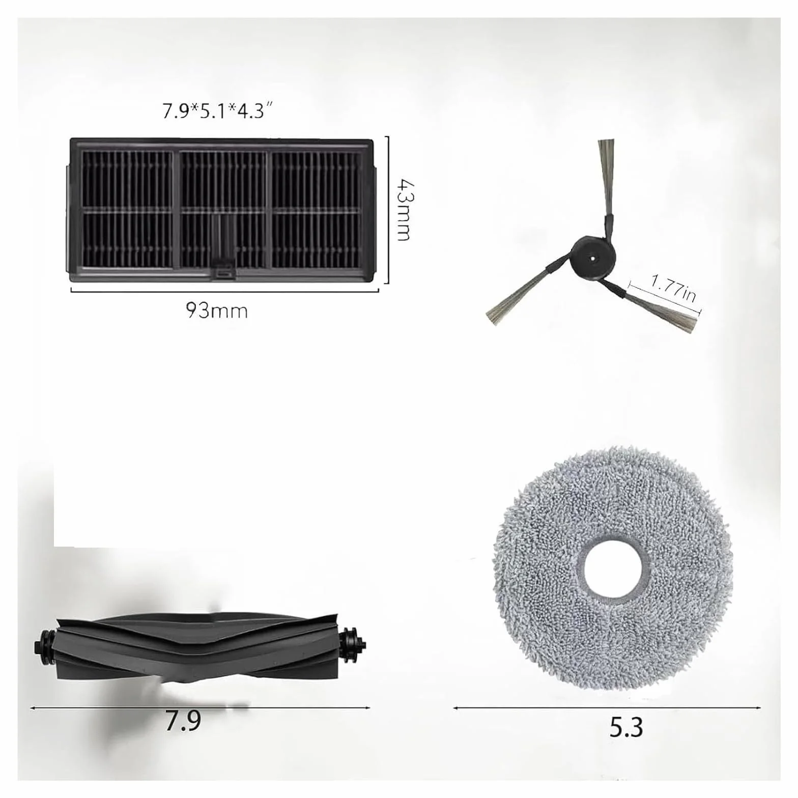 Piezas De Repuesto De Aspiradora,Compatible Con Mova | P50 Pro Ultra,P10 Pro Ultra P50 Pro Ultra,P10 Pro Ultra Accesorios Cepillo Lateral Principal Filtro Paño De Limpieza(I)