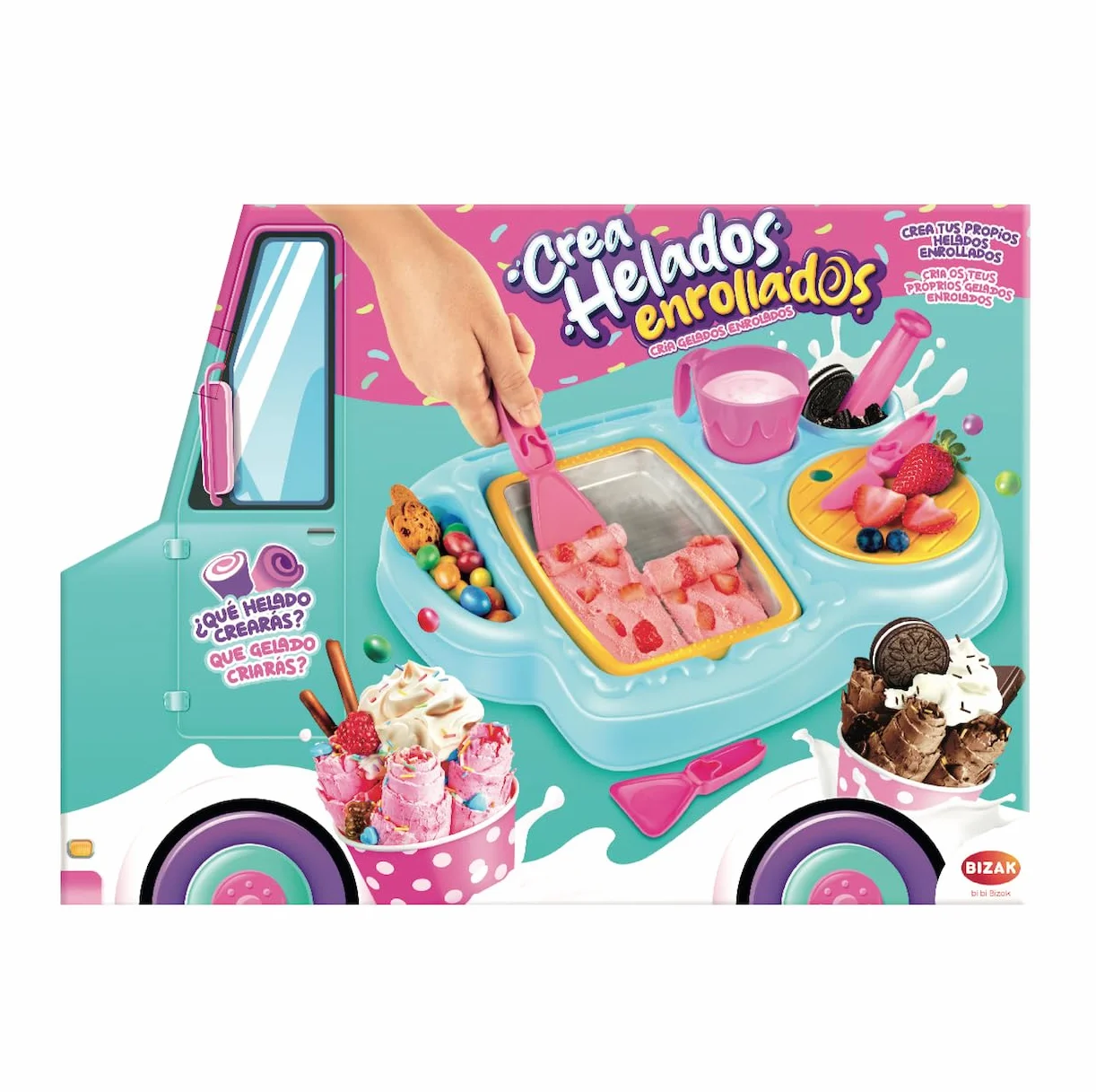 Bandai Zap Chef Fábrica Helados | Placa Metal con 2 Espátulas de Plástico | Máquina Rollos Caseros en Color Azul y Blanco | Kit Cocina Creativa Infantil 1 Unidad