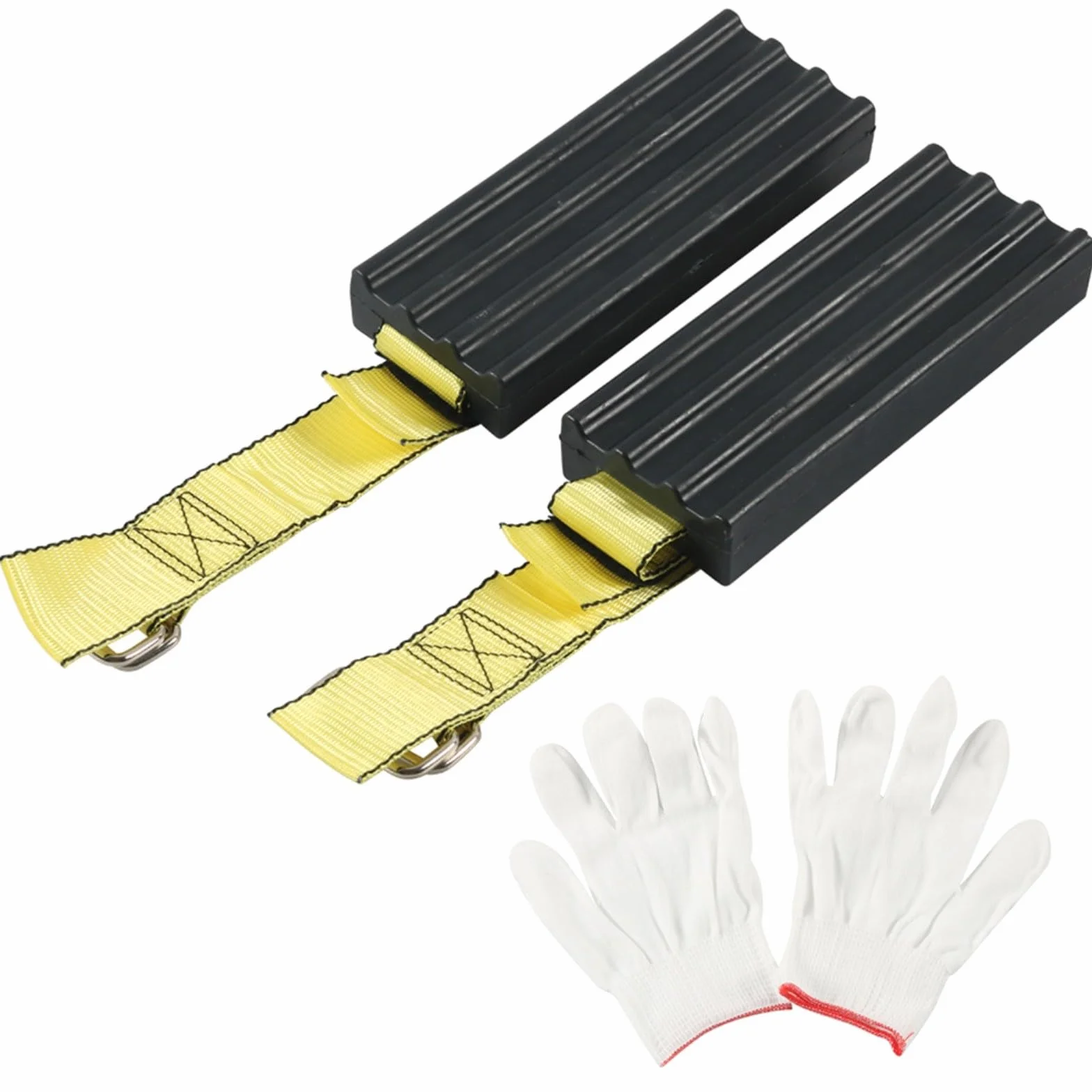 2 dispositivos de tracción de neumáticos para escape de arena de barro y nieve, cinturones de poliuretano antideslizantes, kit de recuperación de instalación rápida para conducción en invierno, negro