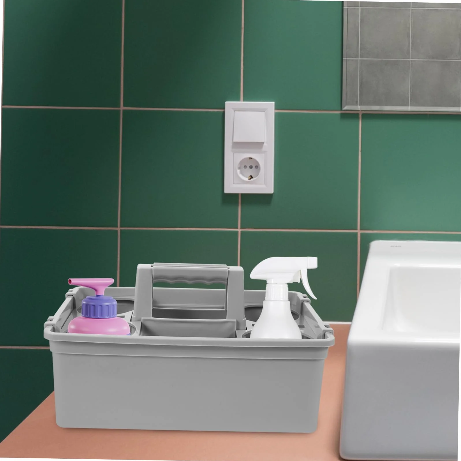 PRETYZOOM Cesta para Organización Ergonómica Compartimentos Separados Limpieza de Plástico Asa y Transporte Cómodo Hogar o Hotel
