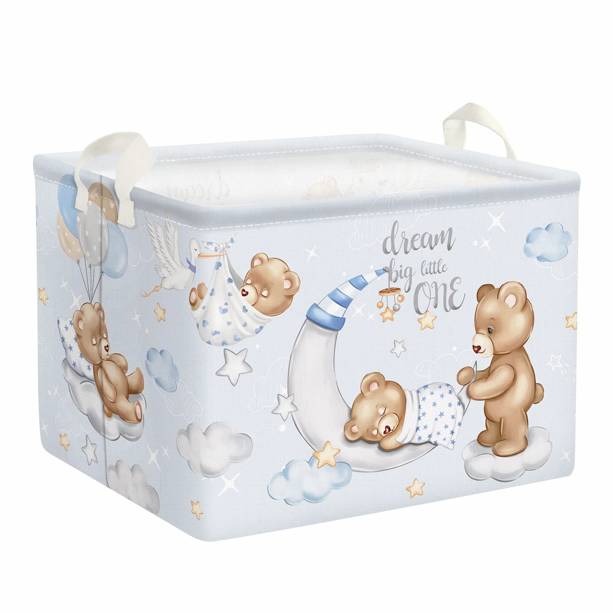 Clastyle Caja Almacenaje Cubo Oso Azul 36L Rectangular para Ropa Juguetes Habitación Infantil