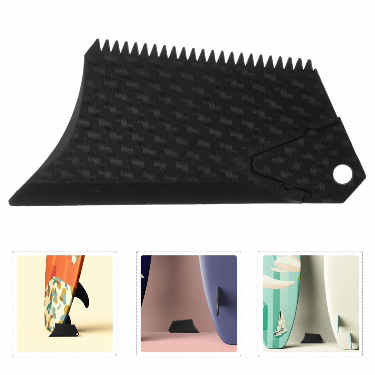 BESTonZON Surfboard Wax Comb 10.6 x 5 cm Carbon Scraper Fin Key Wrench Maintenance Tool