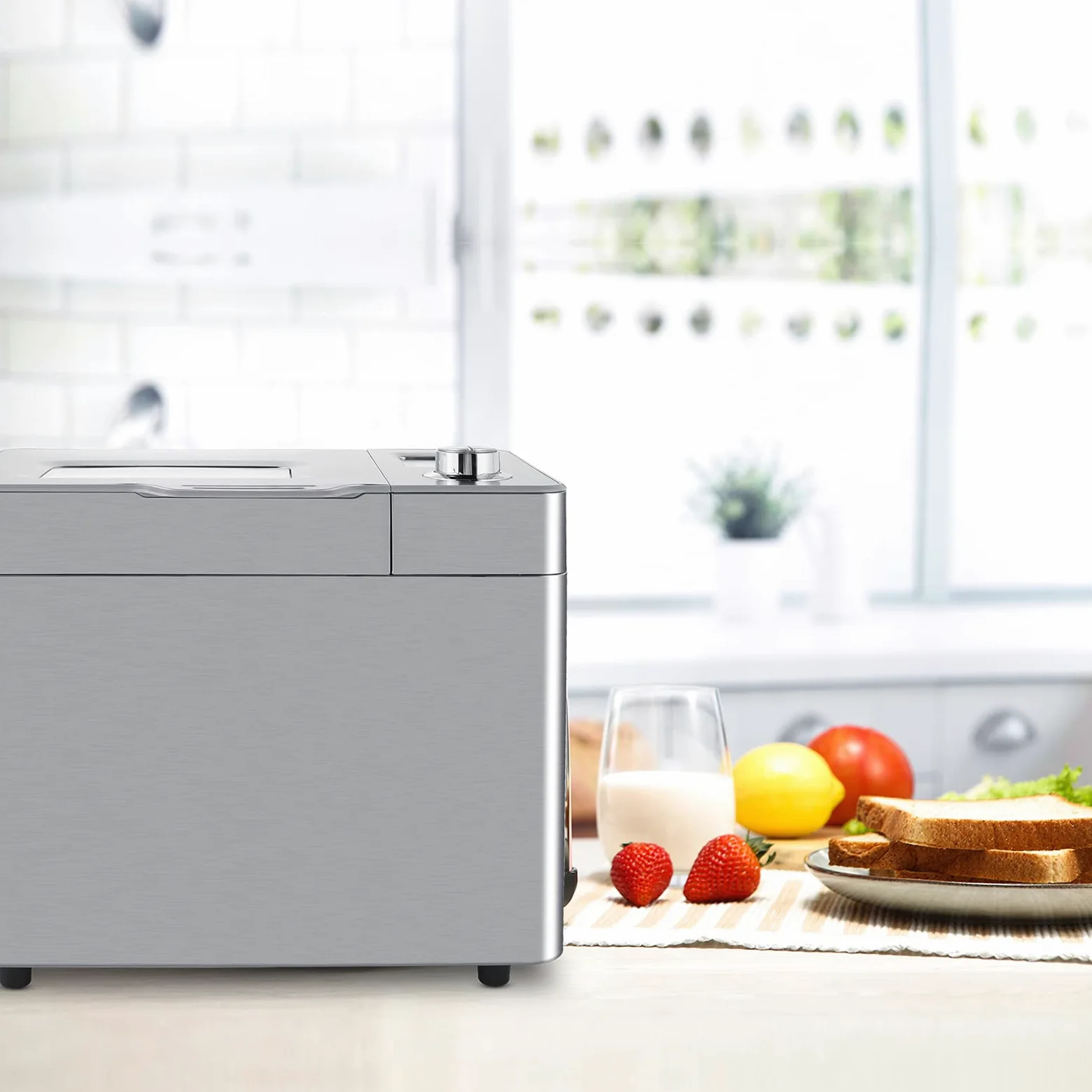 Panificadora Automática, Panificadora automática de 550 W, 25 programas de horneado, LCD, Máquina Programable para Hacer Pan, 13H Temporizador de Citas, para Panes, sin Gluten, Bizcochos