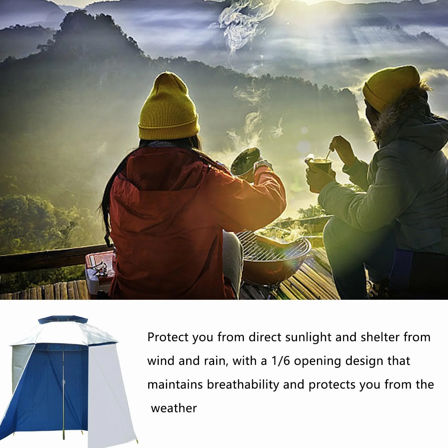 Sombrilla de pesca Brolly con protección UV, impermeable e inclinable