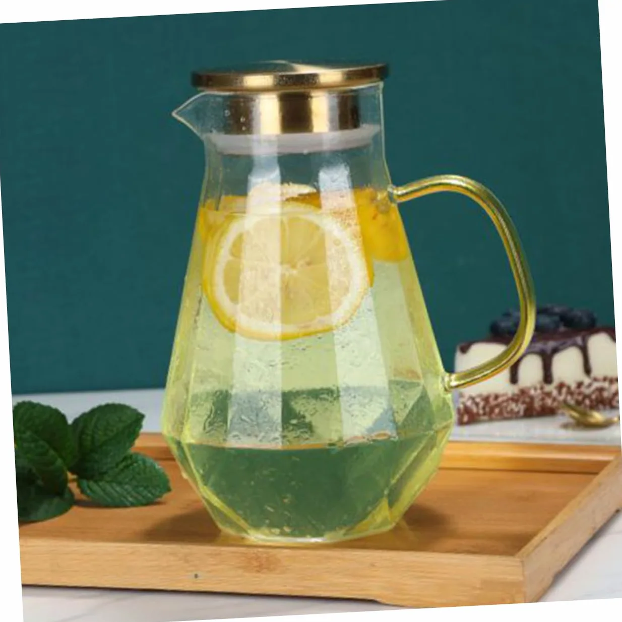 Jarra de Agua Helada 1500ml de Vidrio Borosilicato Tapa | Ligera y Portátil, Resistente al Calor, para Leche y Vino, Adecuado como Obsequio o Uso Diario en Casa