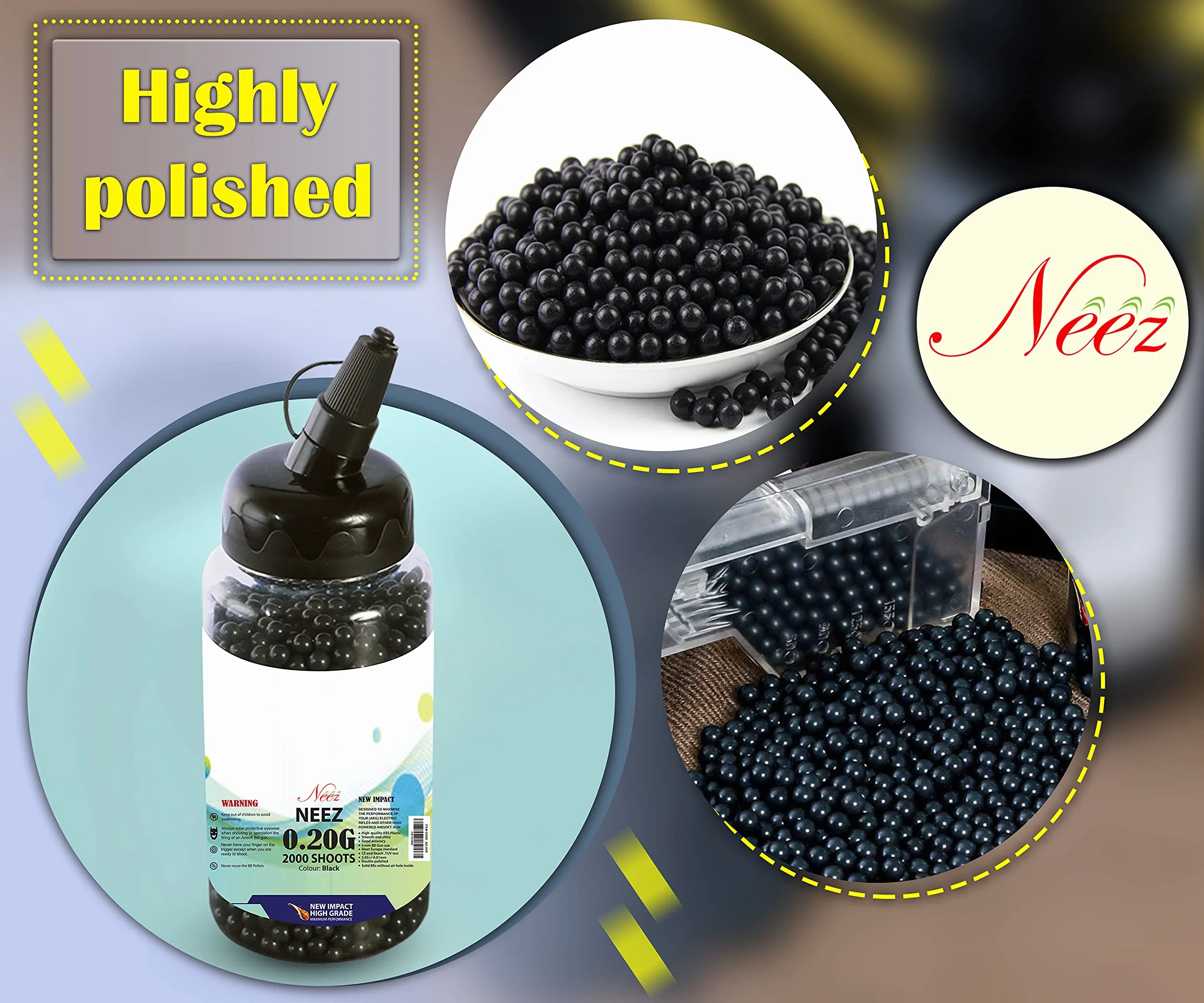 Neez Bolas Airsoft Plastico Paintball Balas 6mm 0.20g BB Pellets 1000 2000 5000 10000 Munición