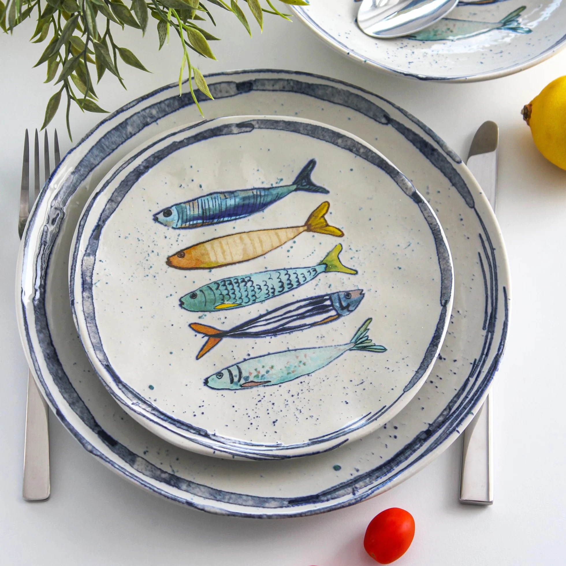 La Mediterránea - Vajilla (18 platos para 6 personas, 26 cm, postre 20 cm, huecas para sopa o ensalada, 20 x 5 cm)