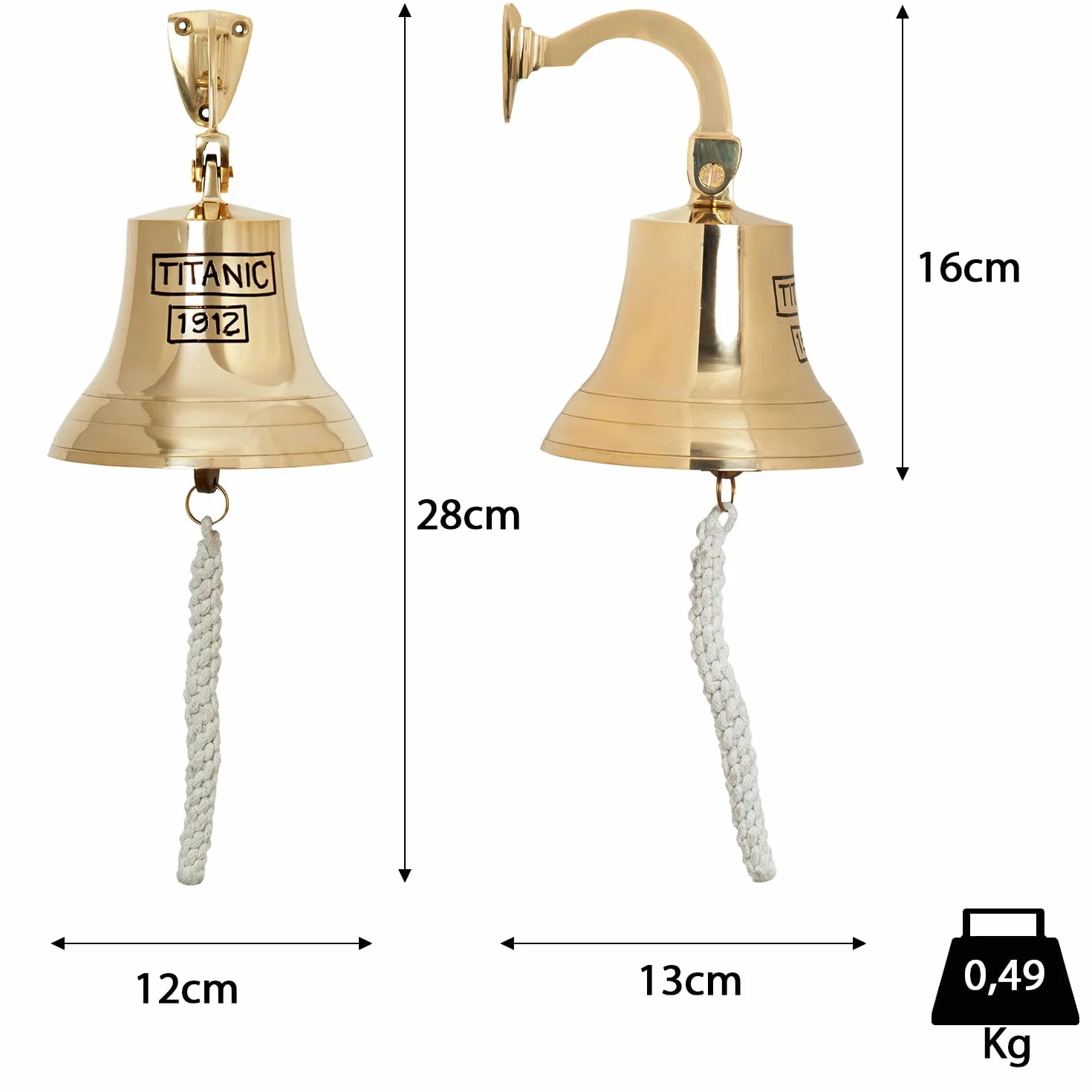 Moritz Titanic 1912 - Campana de barco (latón, 12 cm de diámetro)