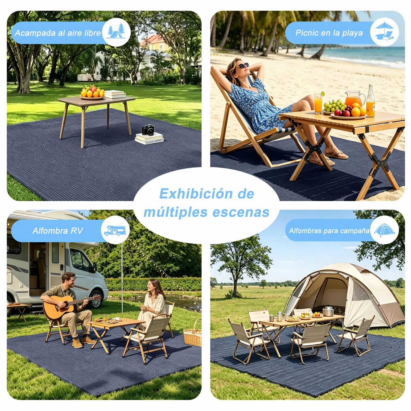 Cool Area Alfombra de Camping Exterior Transpirable con Bolsa y Clavos