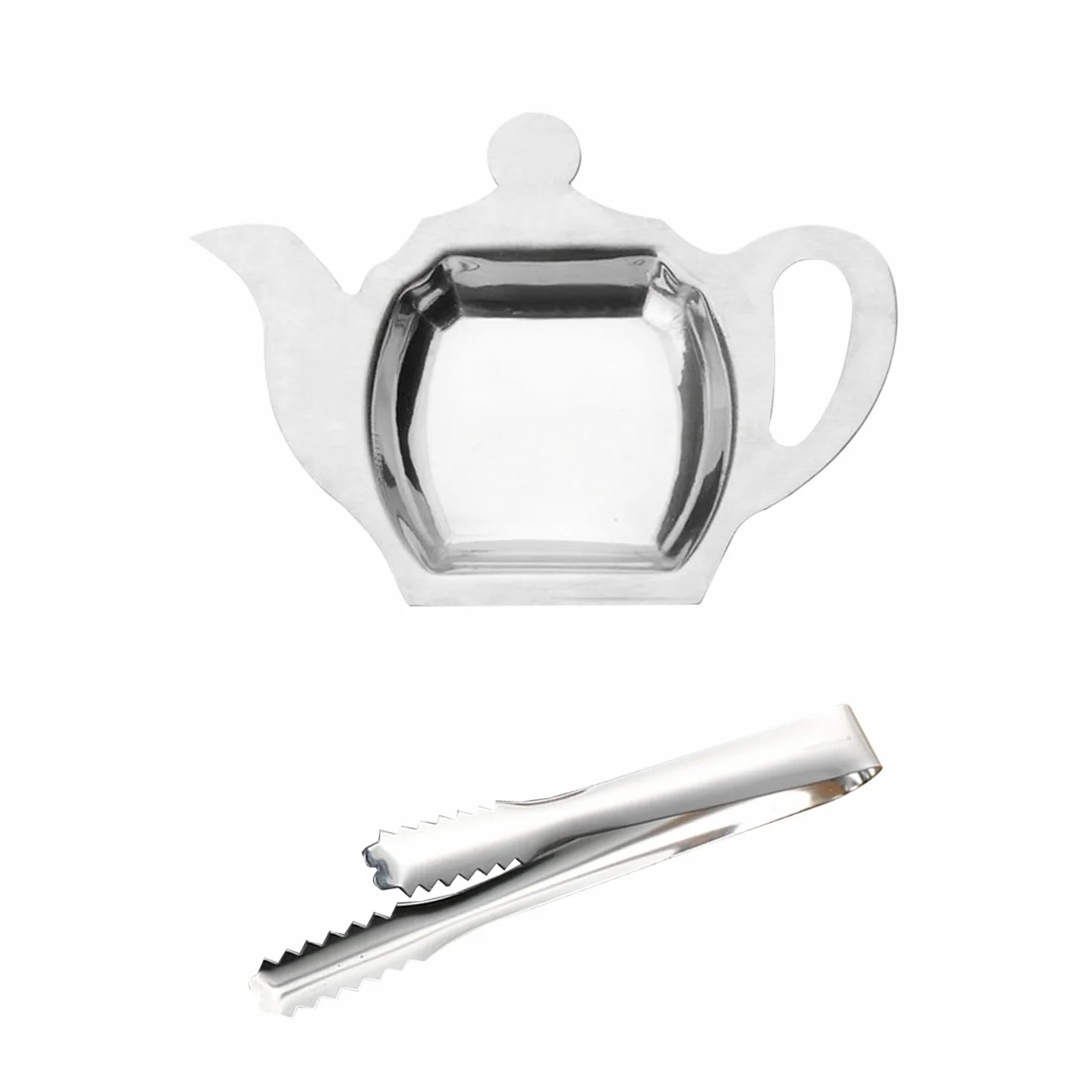 1 Pieza De Plato De Bolsita De Té De Acero Inoxidable Y 1 Pieza De Clip, Plato Decorativo Creativo, Accesorios Para Juegos De Té, Suministros De Cocina.